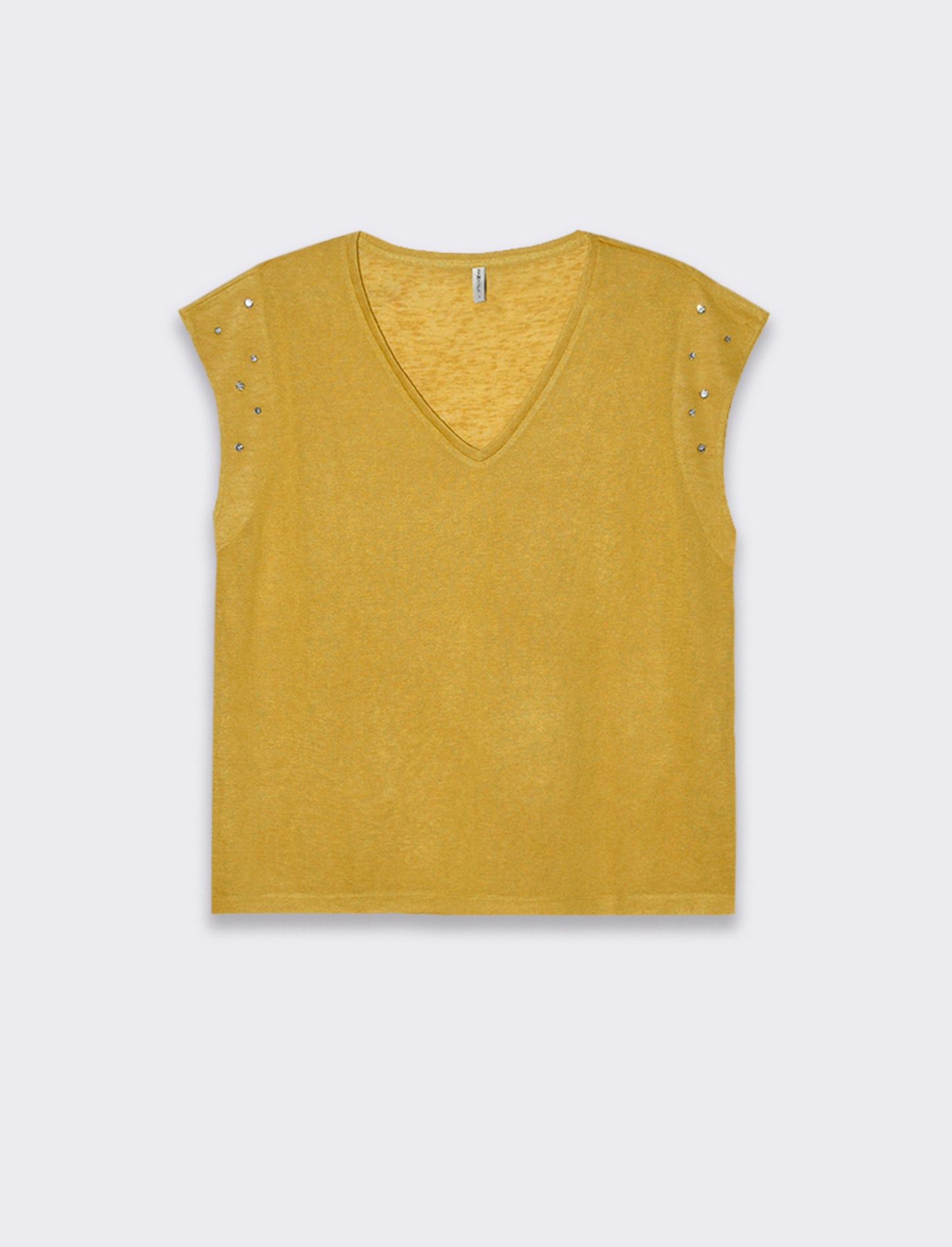 Woman's embellished t-shirt with unique designs - Yellow