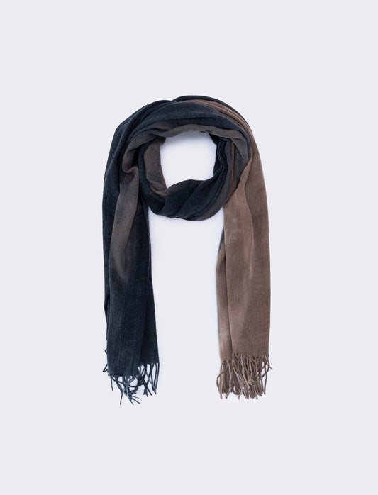 Foulard tye dye con frange uomo peso medio - Nero