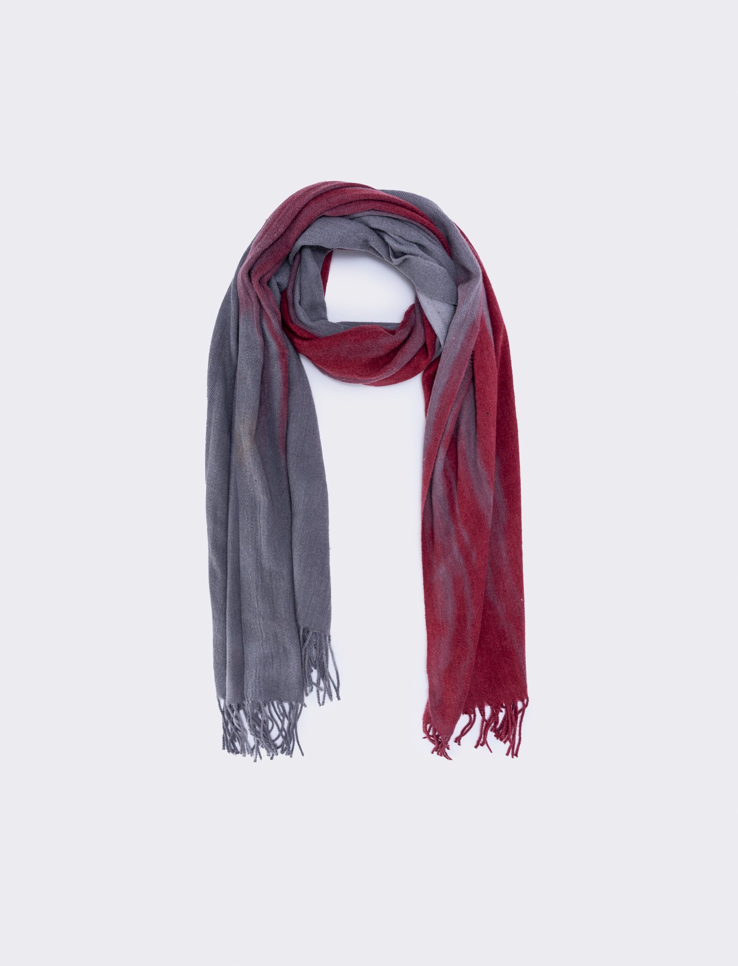 Medium weight tie-dye scarf with fringes for men - Red