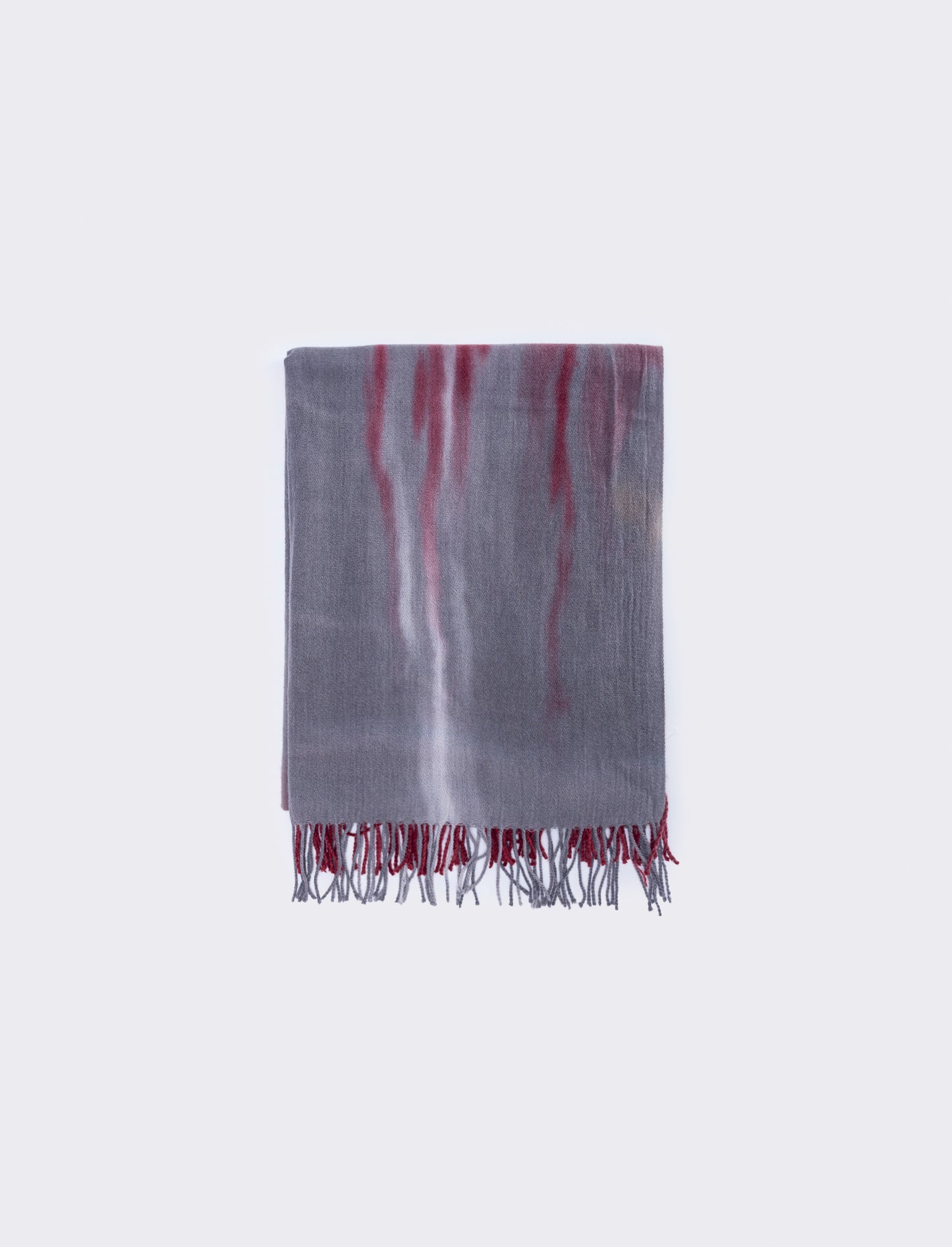 Medium weight tie-dye scarf with fringes for men - Red