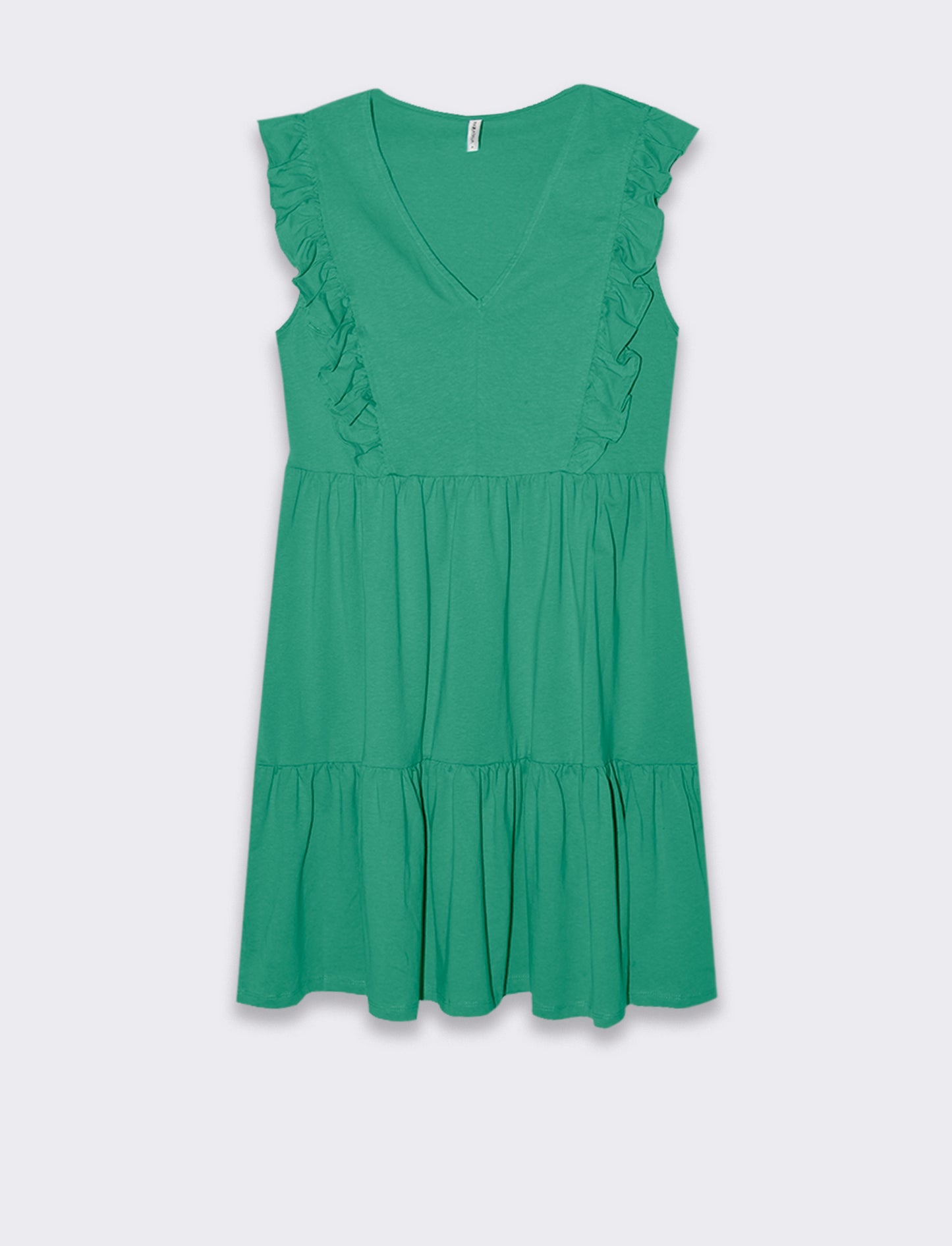 Vestito corto con rouches da donna - Verde smeraldo