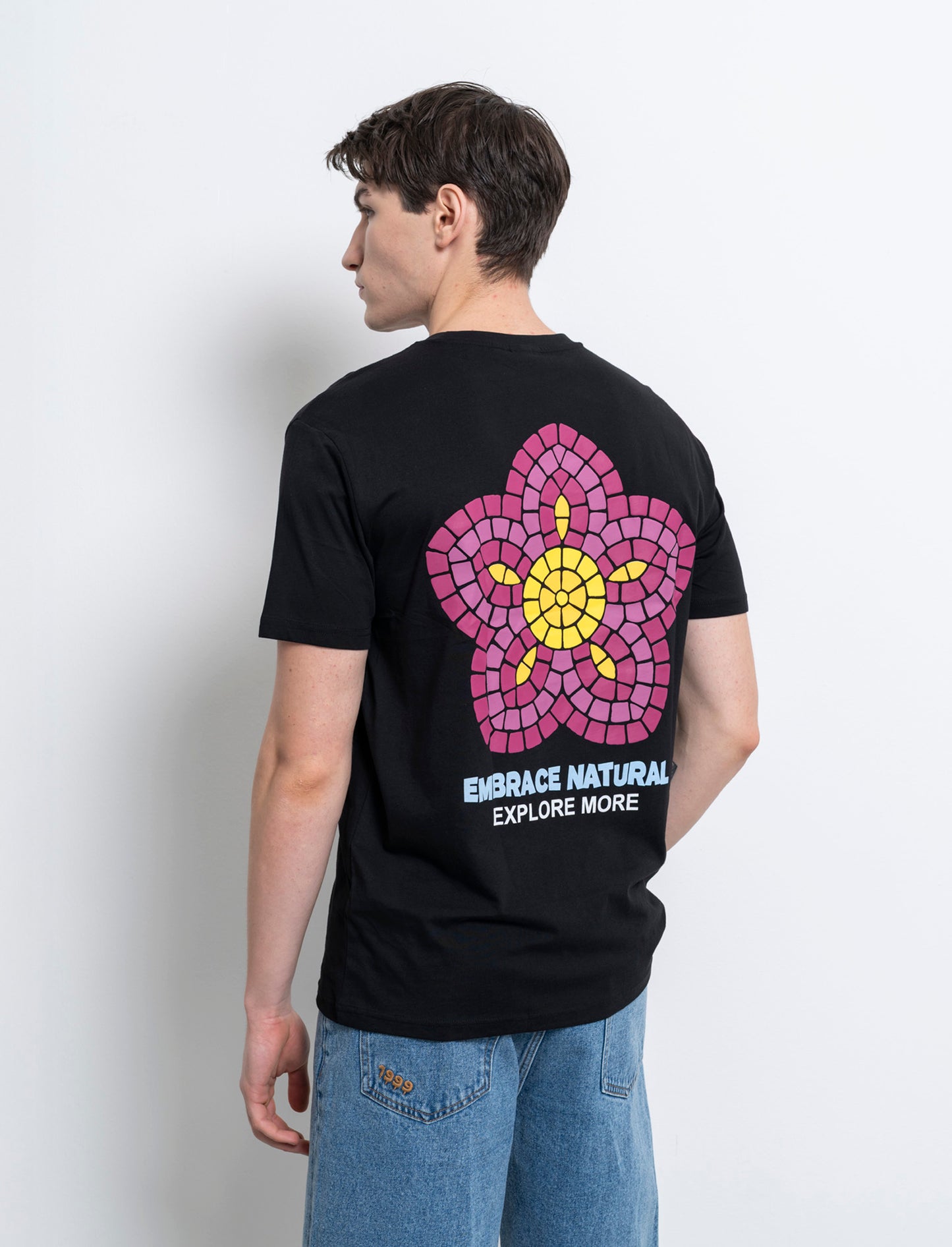 T-shirt loose fit in cotone con stampe da uomo - Nero