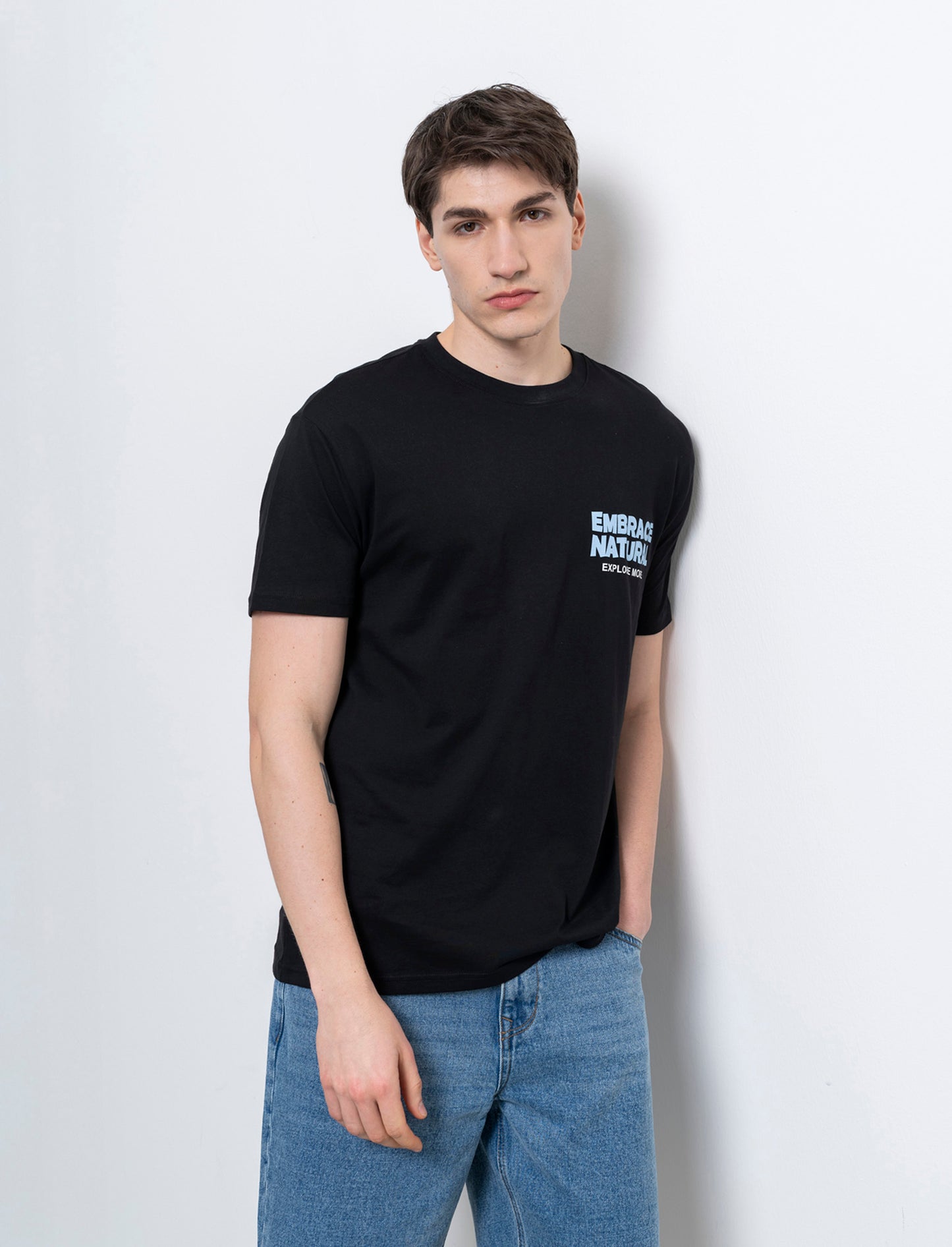T-shirt loose fit in cotone con stampe da uomo - Nero