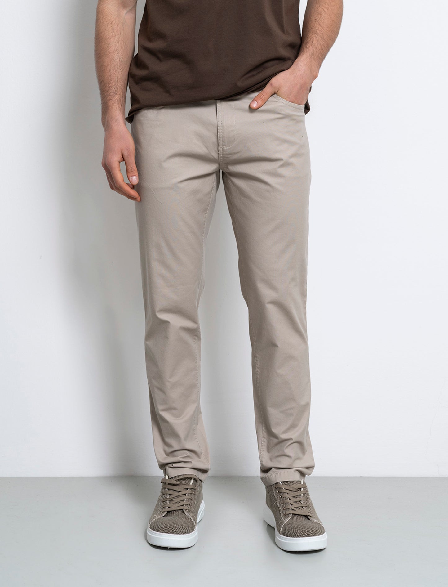Pantaloni 5 tasche slim fit da uomo - Beige