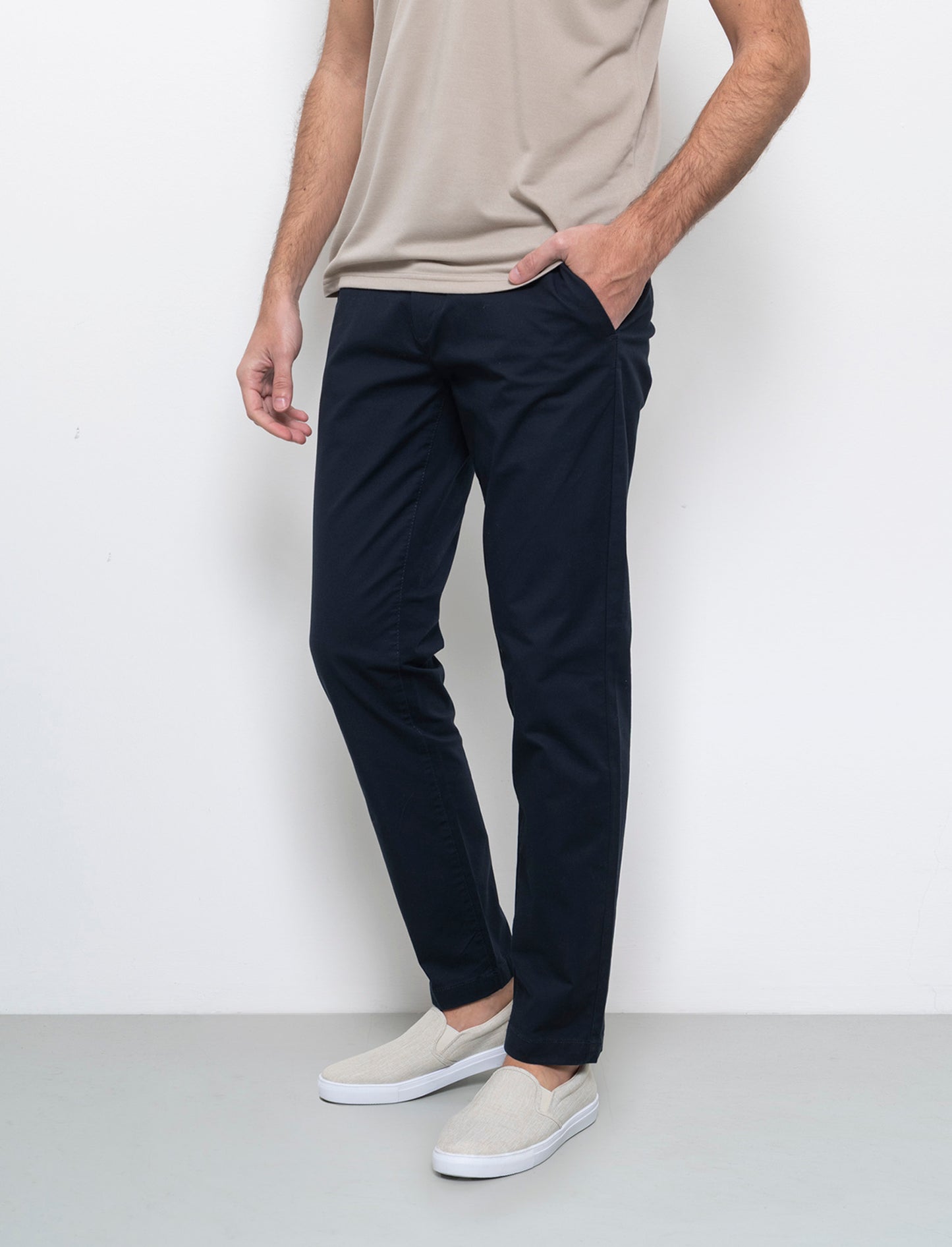 Pantaloni chino slim fit tessuto operato da uomo - Blu