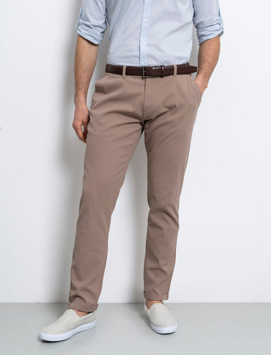 Pantaloni chino struttura ottoman da uomo - Grigio tortora