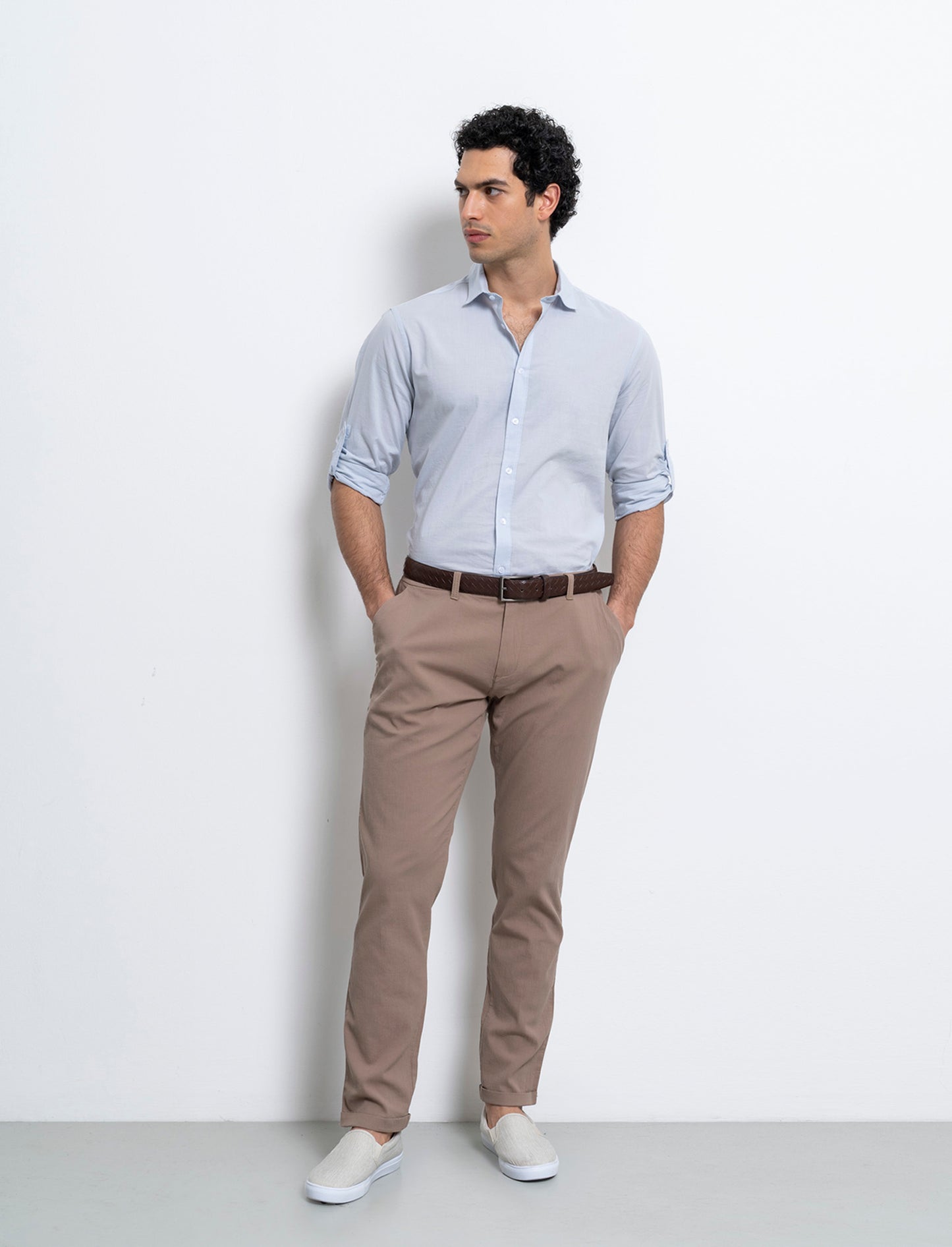 Pantaloni chino struttura ottoman da uomo - Grigio tortora