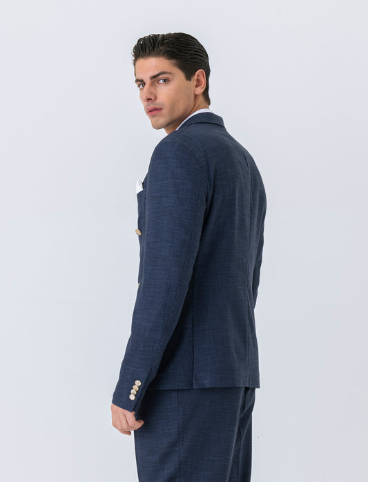 Man's double breasted blazer formal fit - Blue