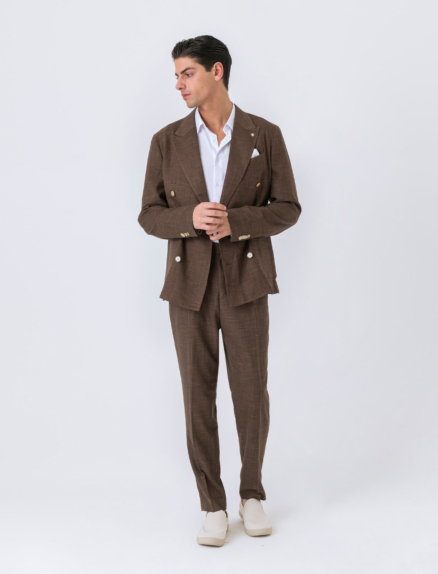 Pantaloni da completo formal fit da uomo - Moro