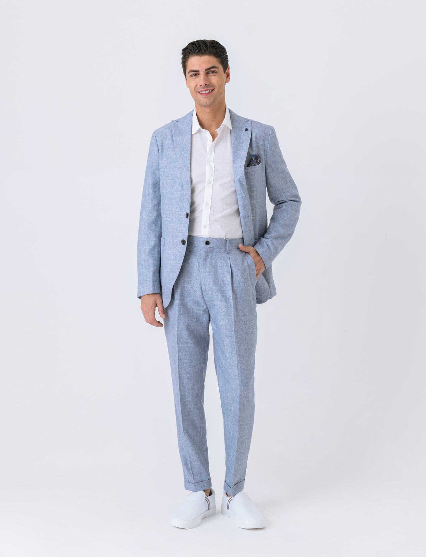 Pantaloni da completo formal fit da uomo - Celeste
