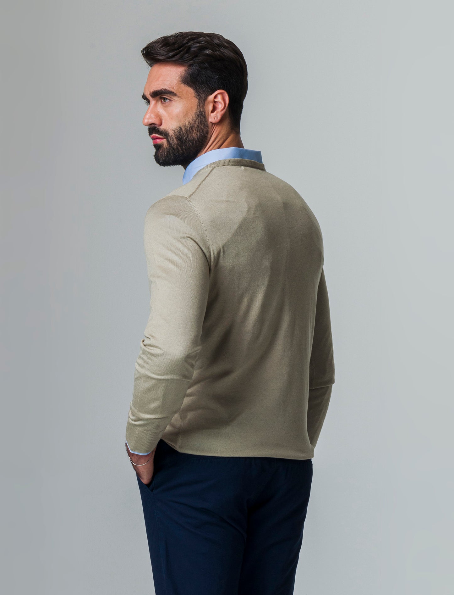 Maglia basic effetto cachemere da uomo - Verde salvia