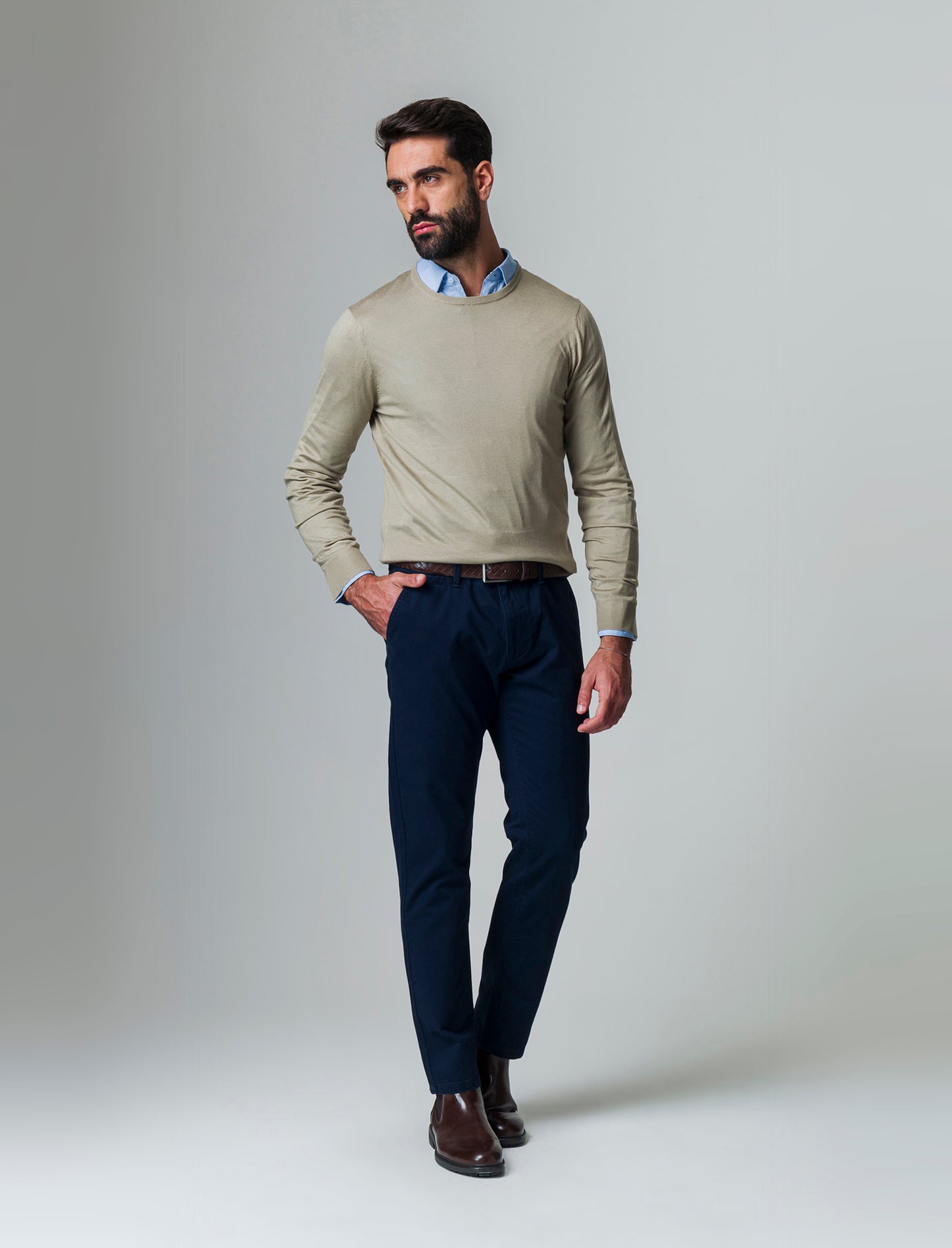 Maglia basic effetto cachemere da uomo - Verde salvia