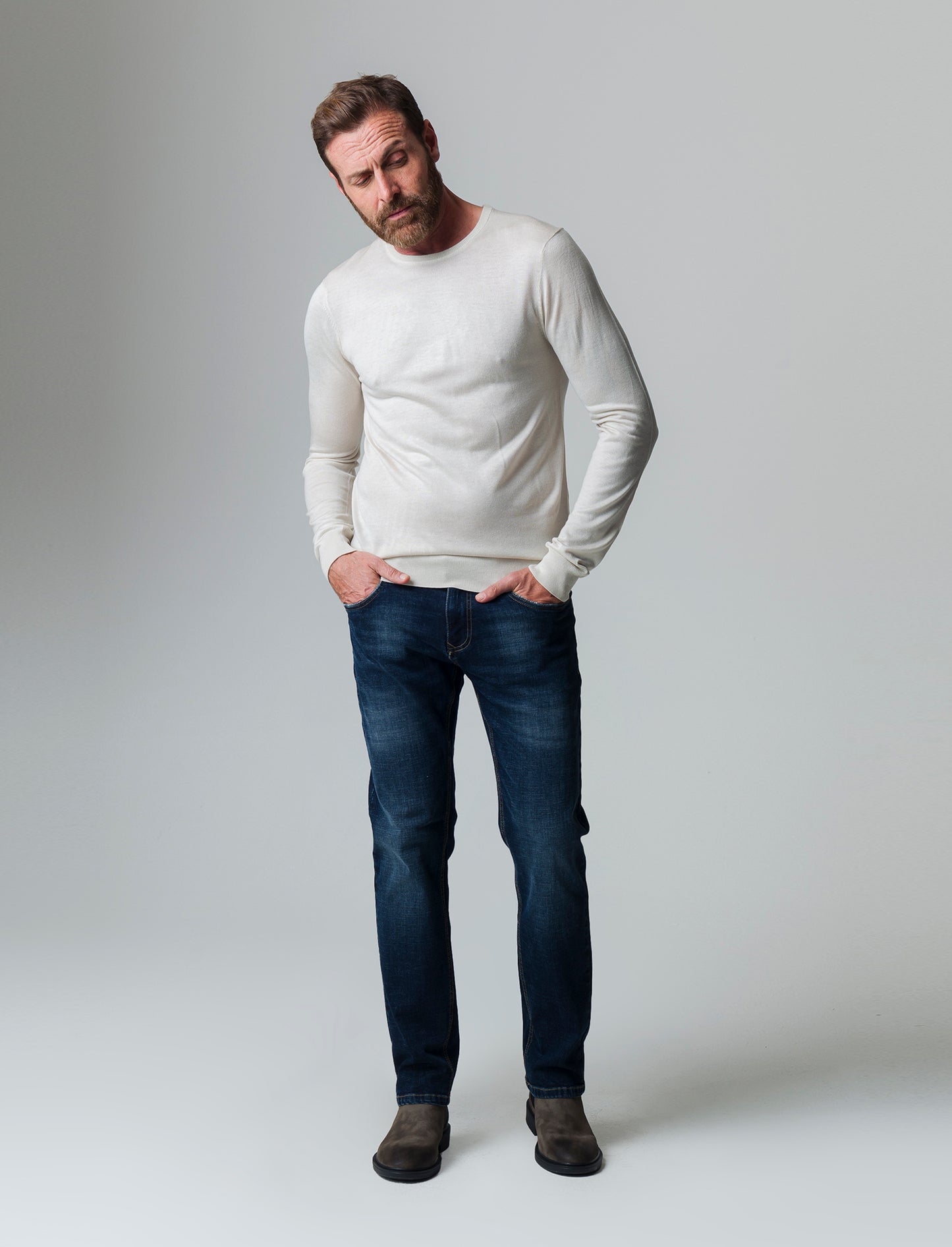 Maglia basic effetto cachemere da uomo - Grigio ghiaccio