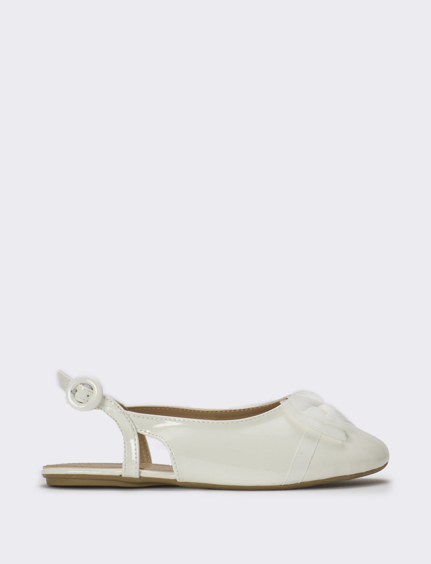 Slingback con fiocco in tulle da bambina - Bianco panna
