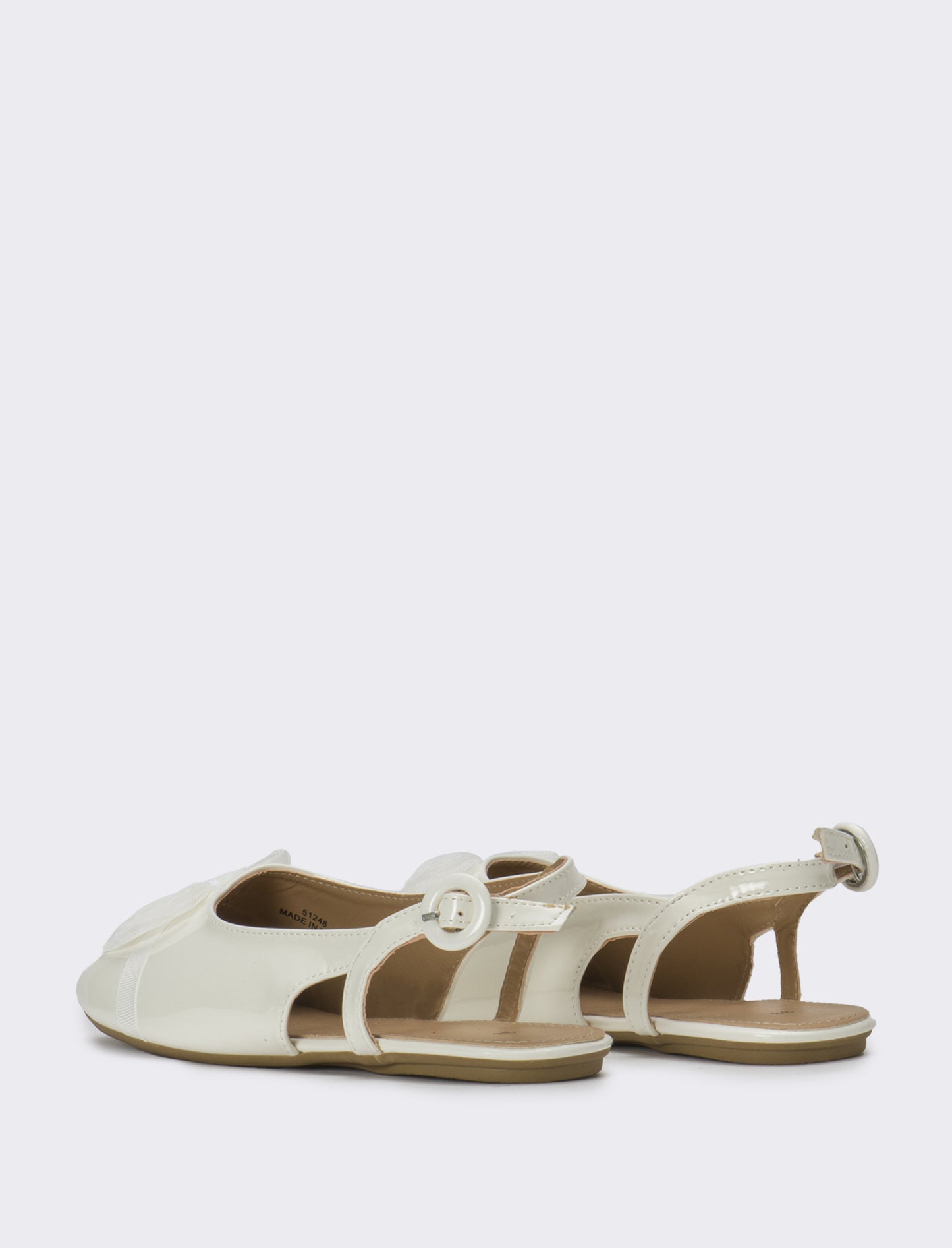 Slingback con fiocco in tulle da bambina - Bianco panna