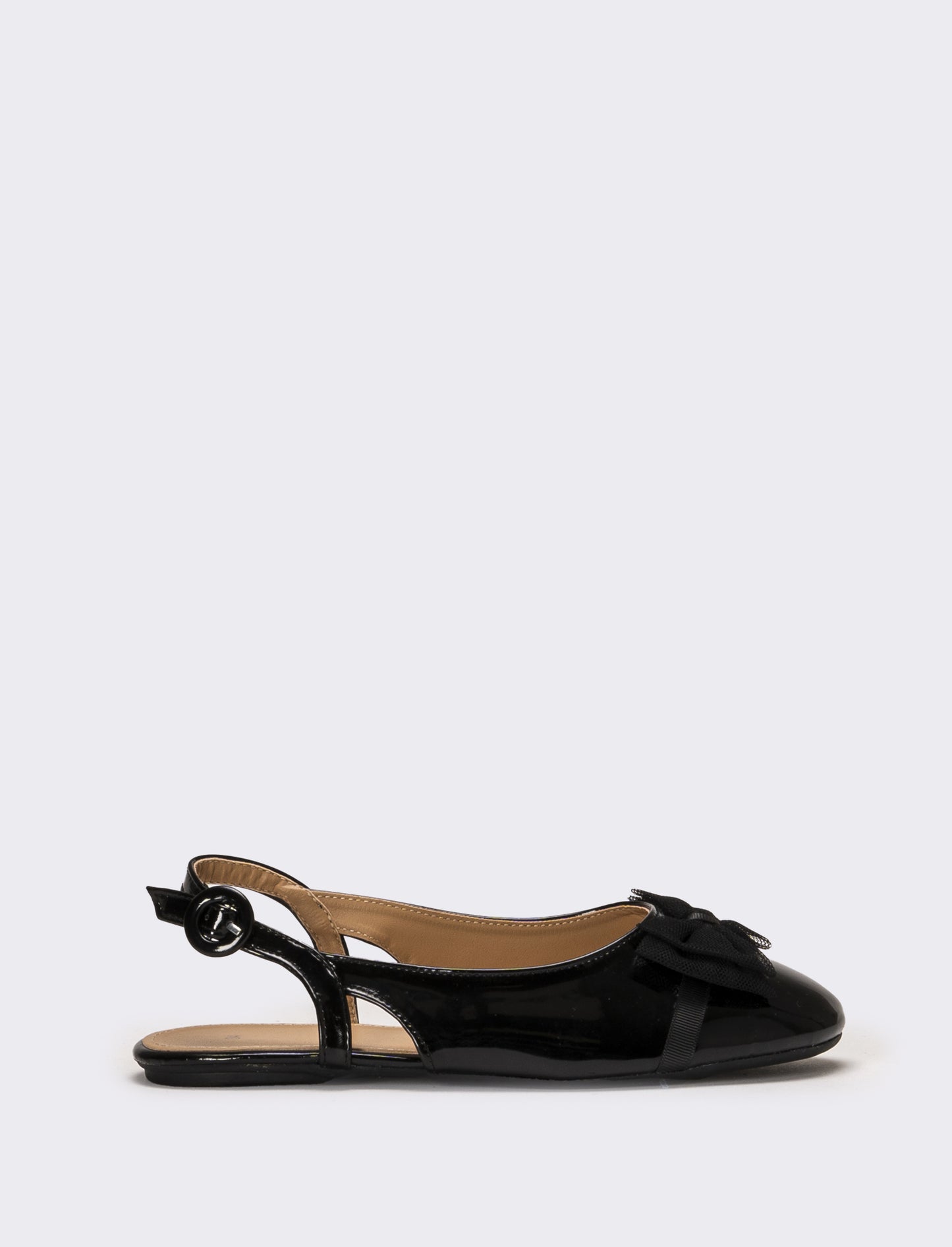 Slingback con fiocco in tulle da bambina - Nero
