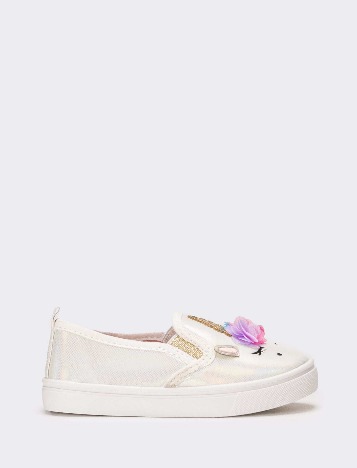 Slip-on unicorno da bambina - Bianco perla