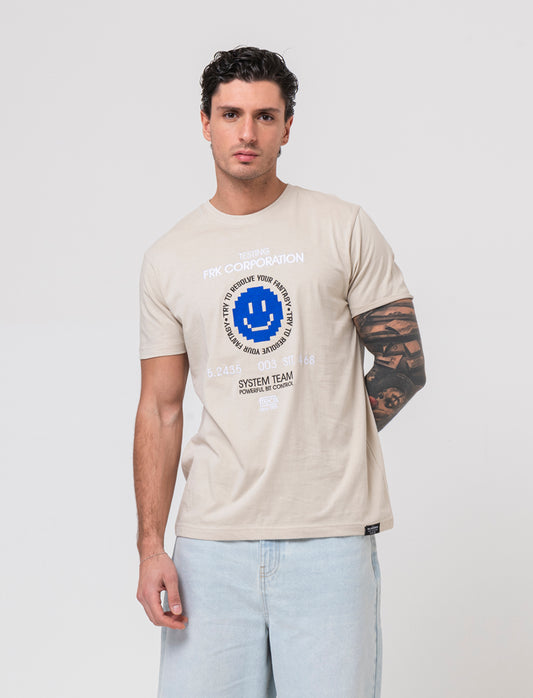 Man's contrast embroidered t-shirt - Grey