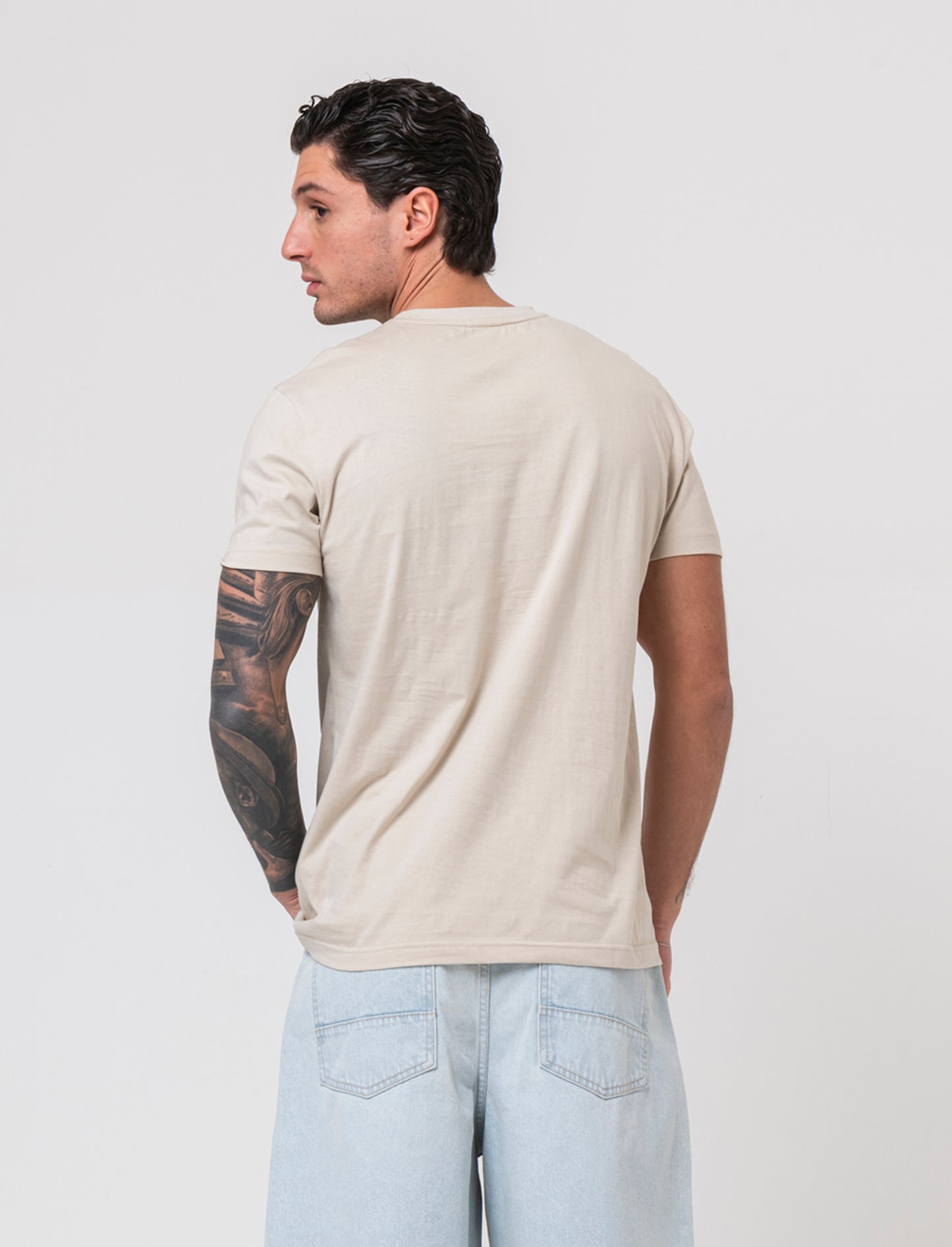 T-shirt con ricamo a contrasto da uomo - Grigio ghiaccio