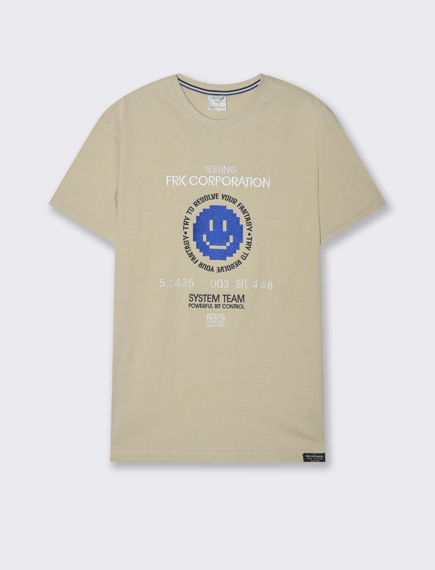 T-shirt con ricamo a contrasto da uomo - Grigio ghiaccio