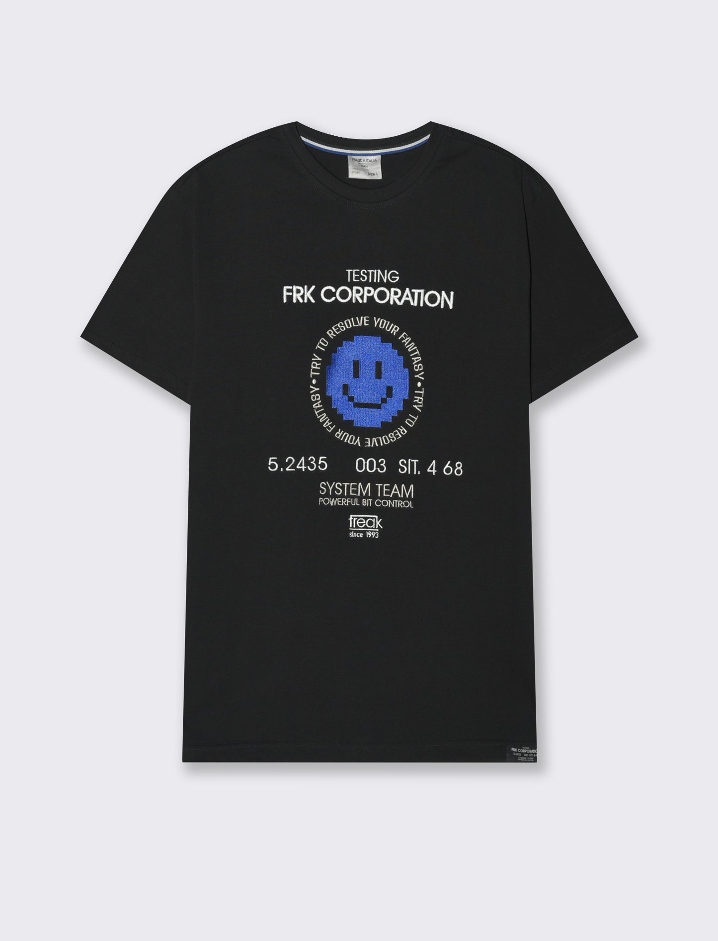T-shirt con ricamo a contrasto da uomo - Nero