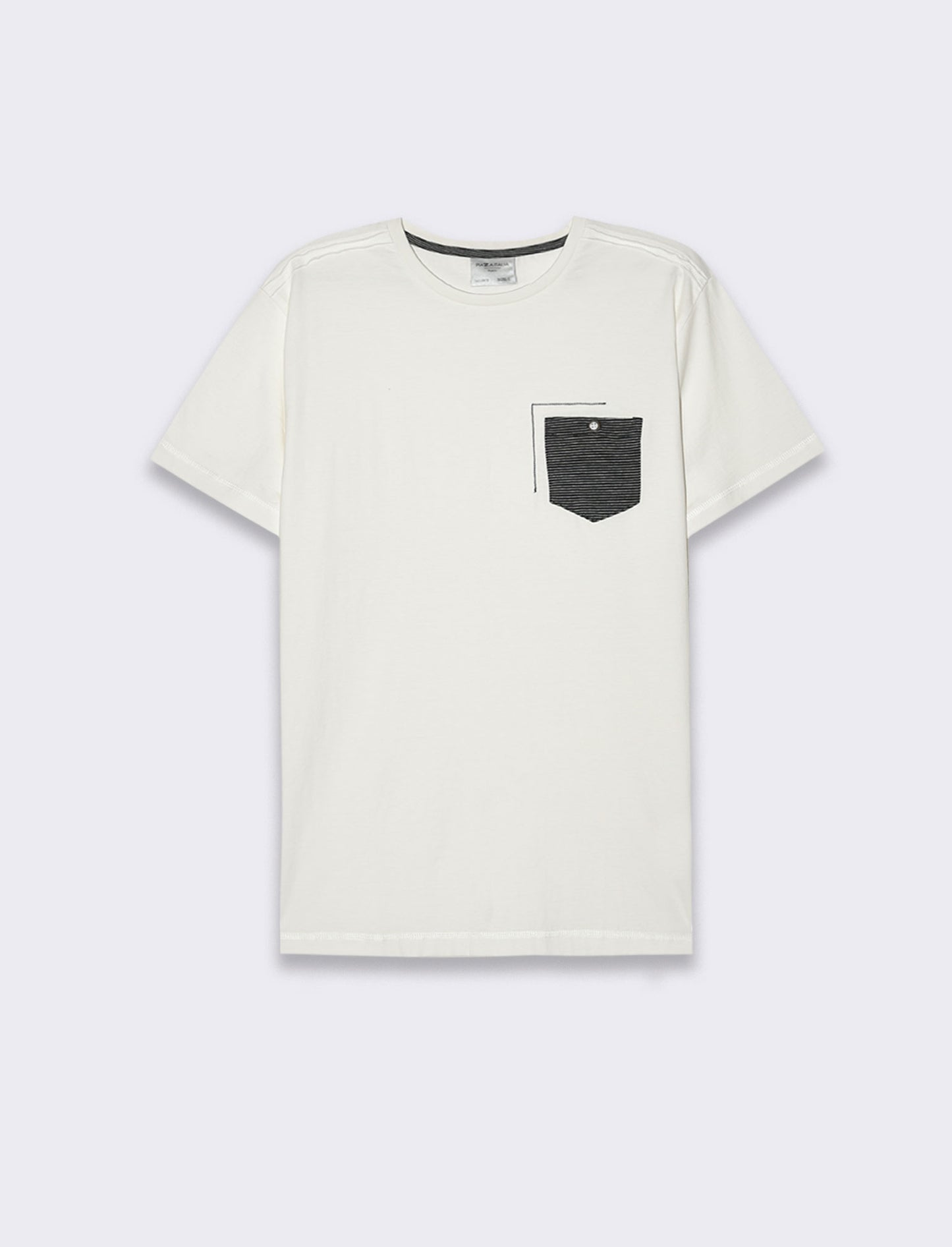 T-shirt con ricamo e taschino da uomo - Bianco