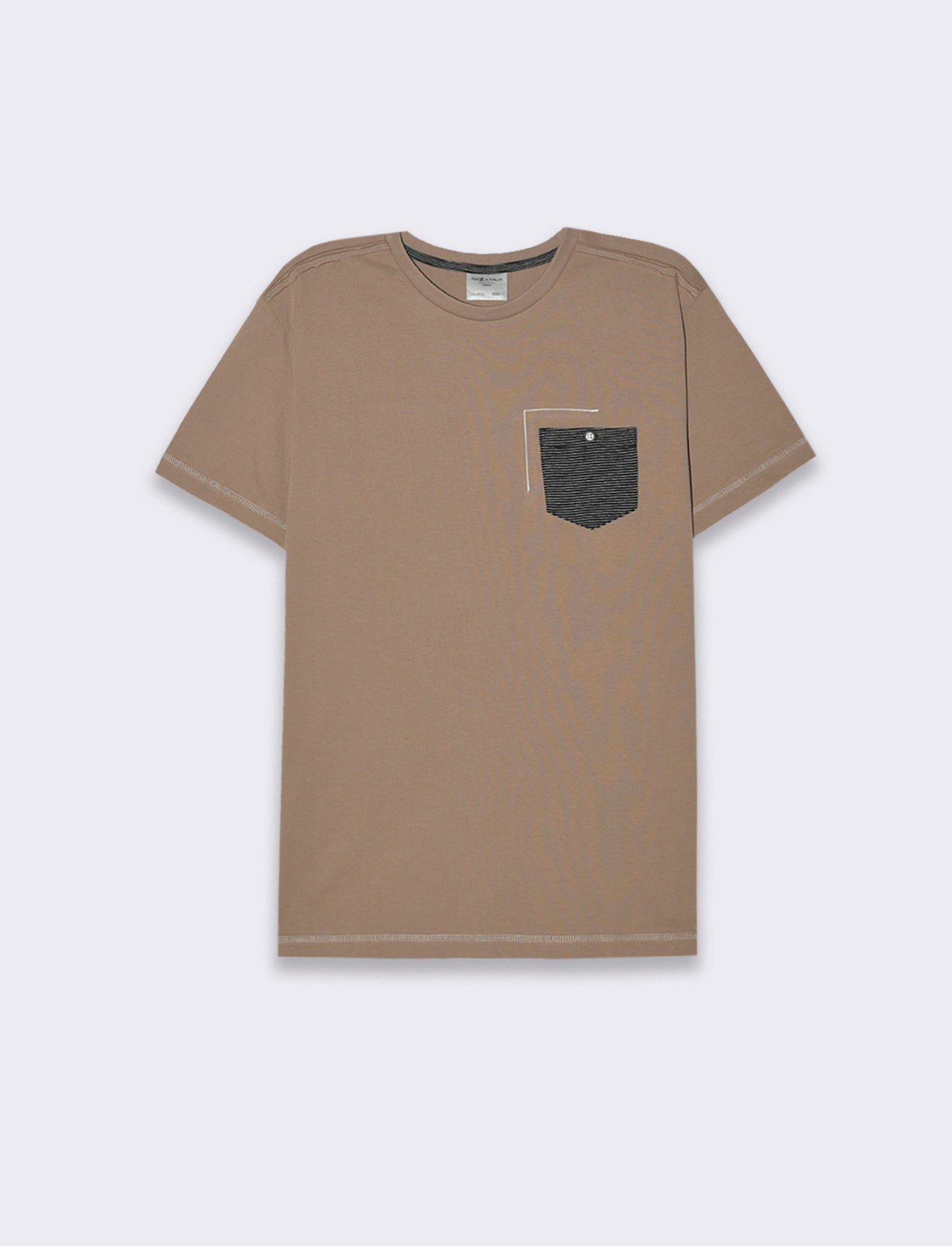 T-shirt con ricamo e taschino da uomo - Grigio tortora