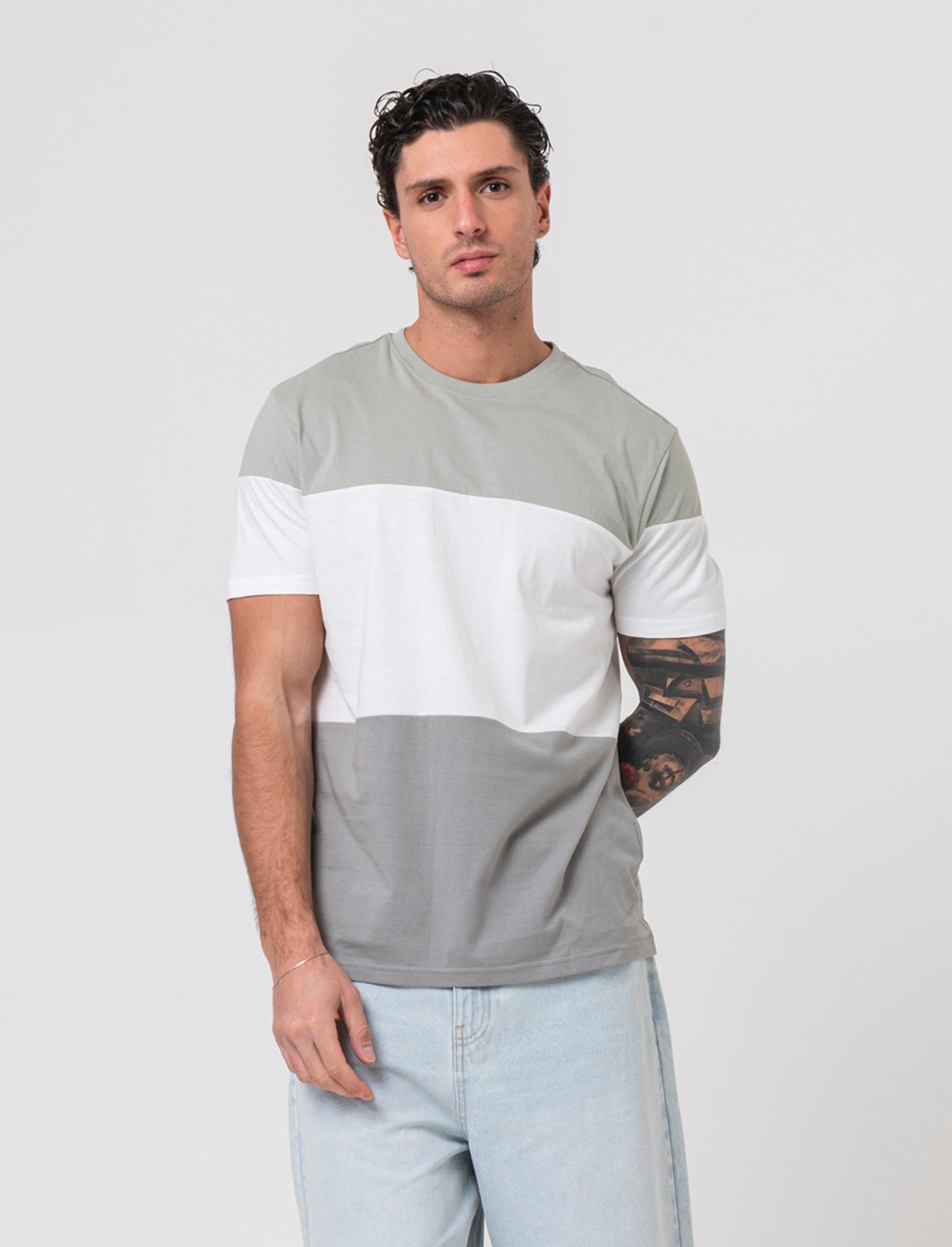 T-shirt a fasce da uomo - Bianco