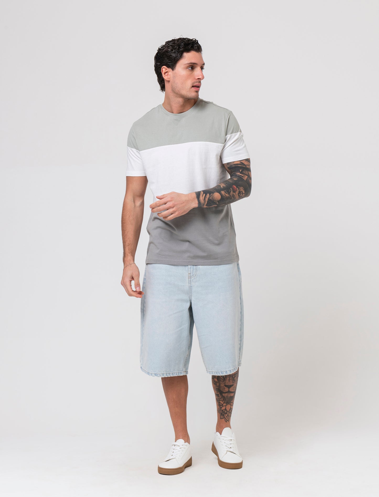 T-shirt a fasce da uomo - Bianco