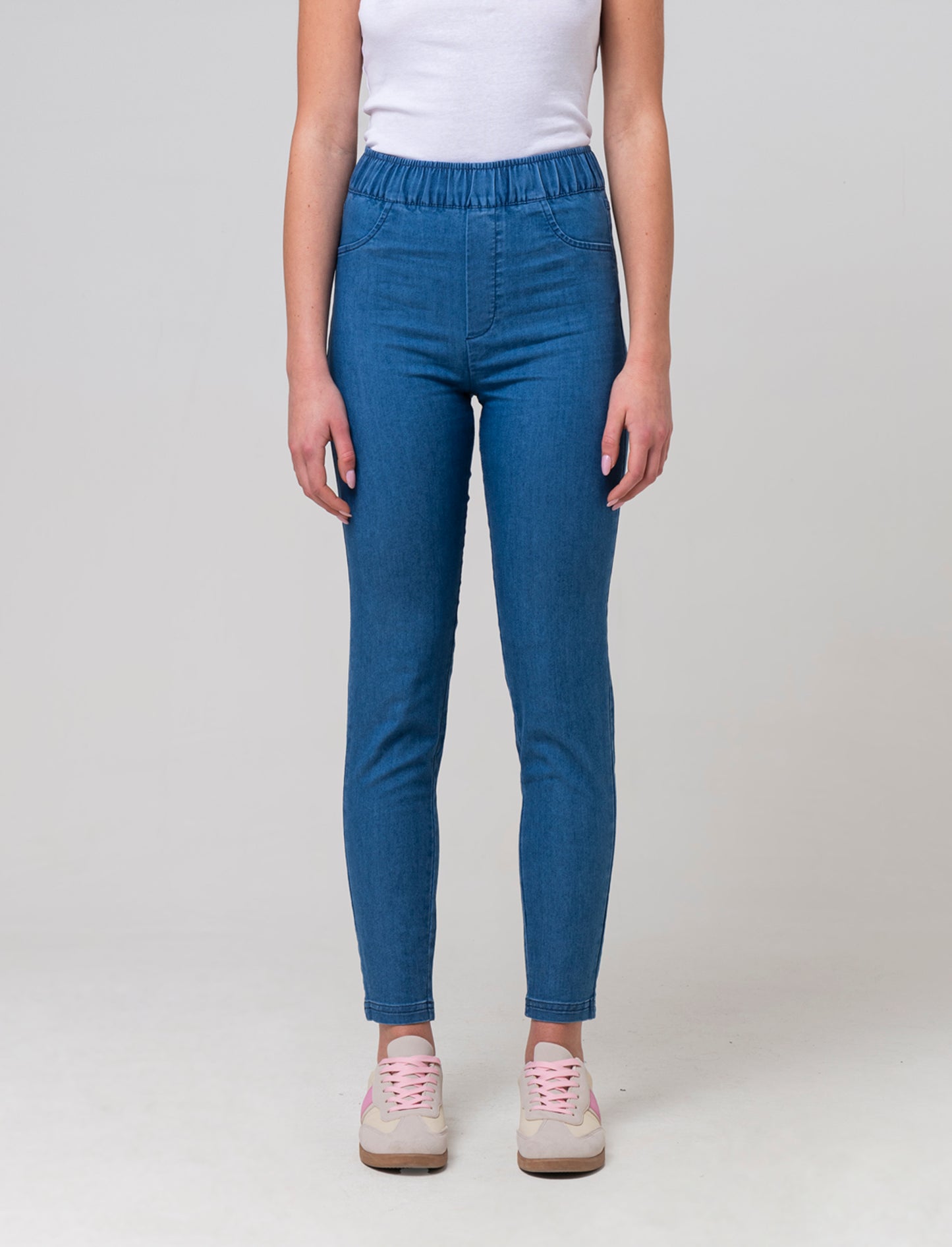 Woman's elastic waistband pants - Blue