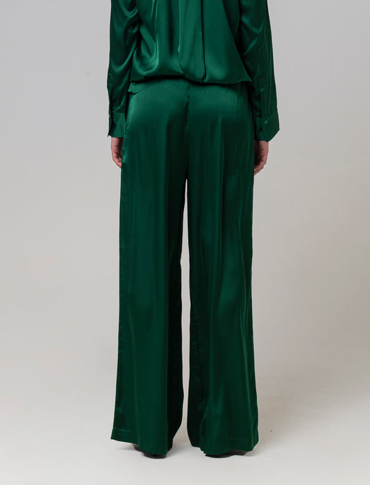 Pantalone con elastico e culisse da donna - Verde