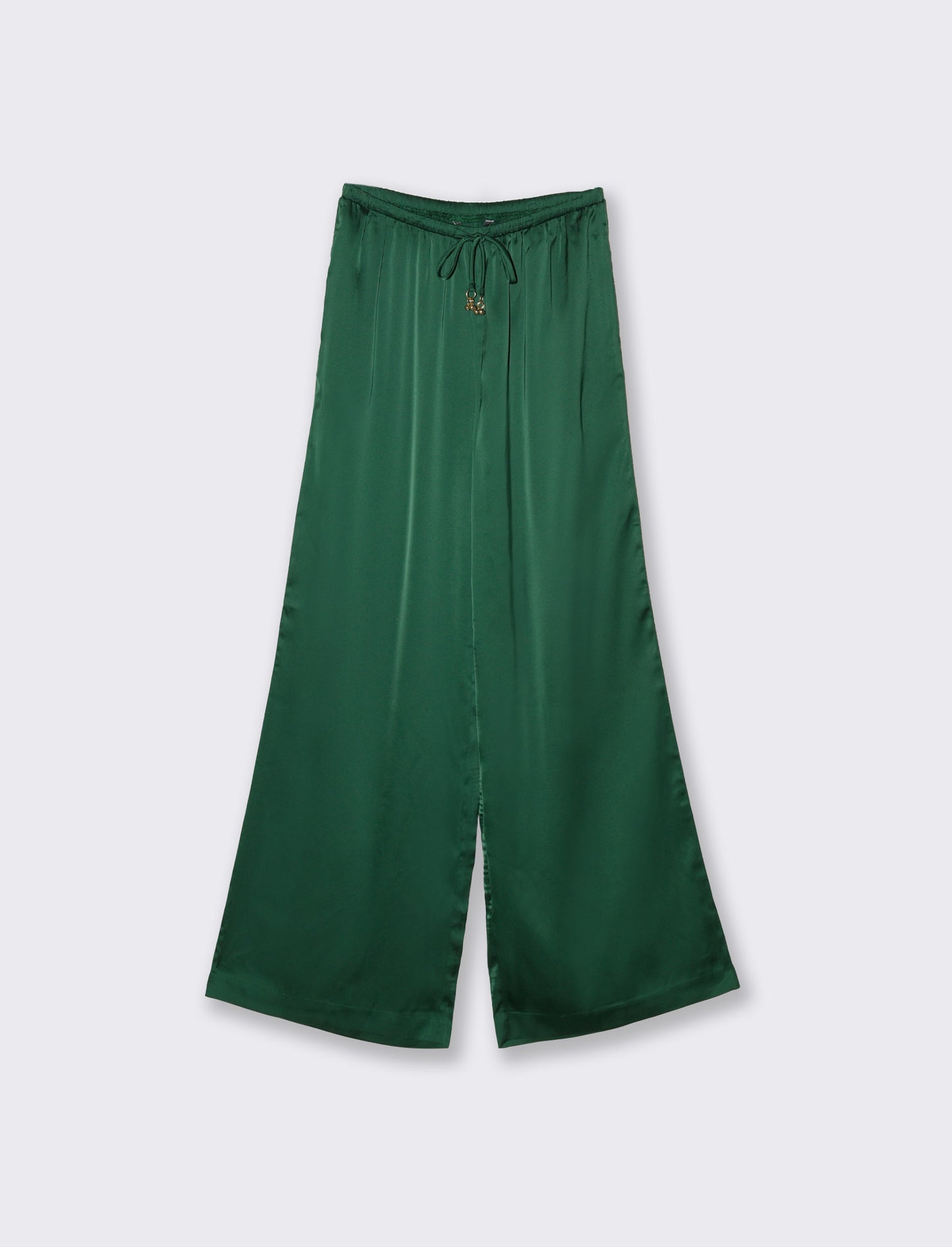 Woman's elastic waist pants with drawstring - Green