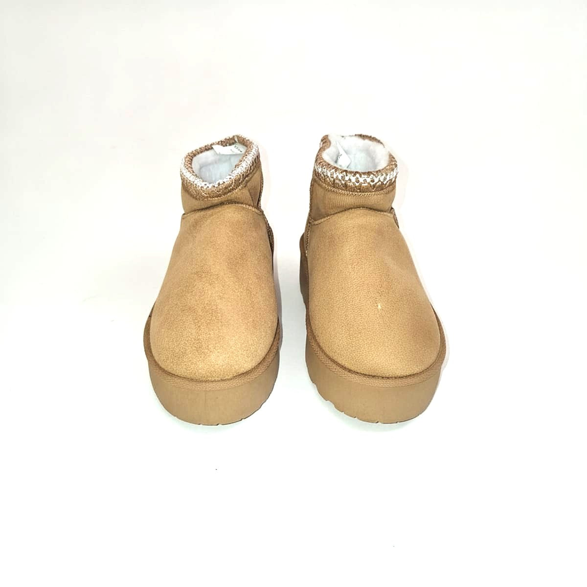 Tronchetto da neve ricamato effetto scamosciato - Beige