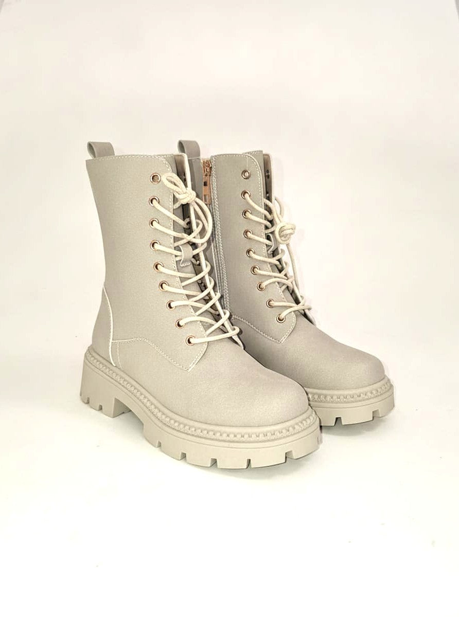 Biker da in poliuretano e fibbie - Beige