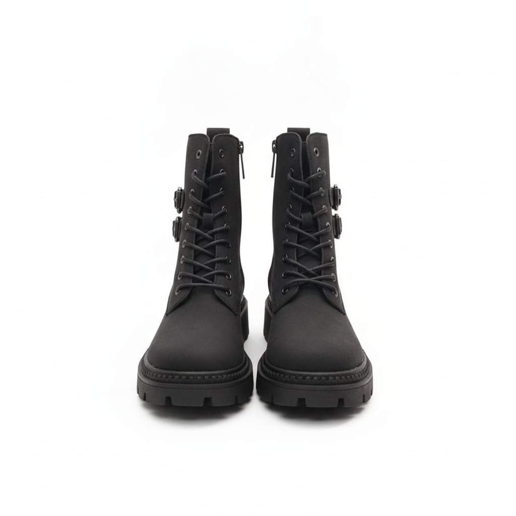 Biker da in poliuretano e fibbie - Nero