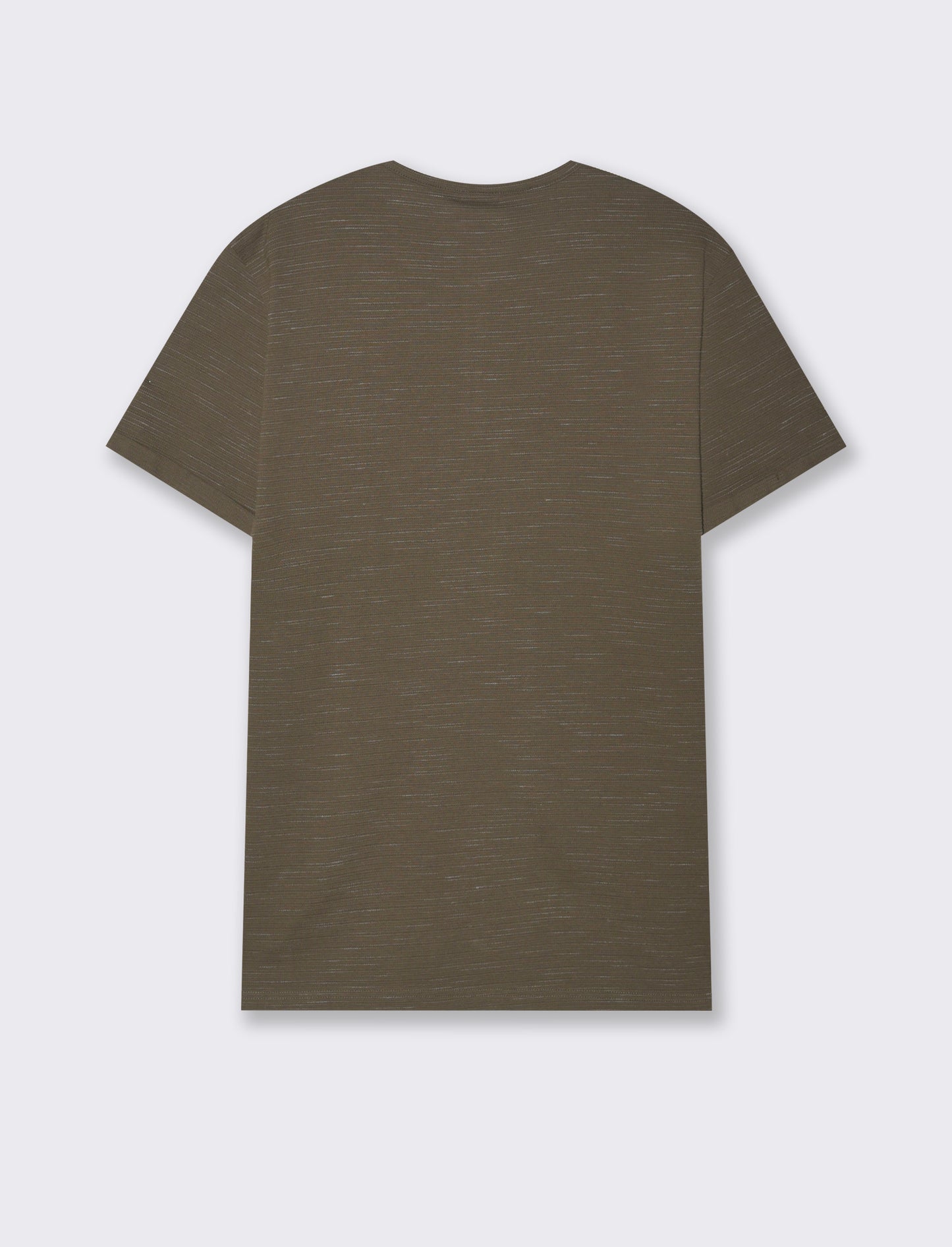 T-shirt serafino struttura slub injected da uomo - Verde kaki