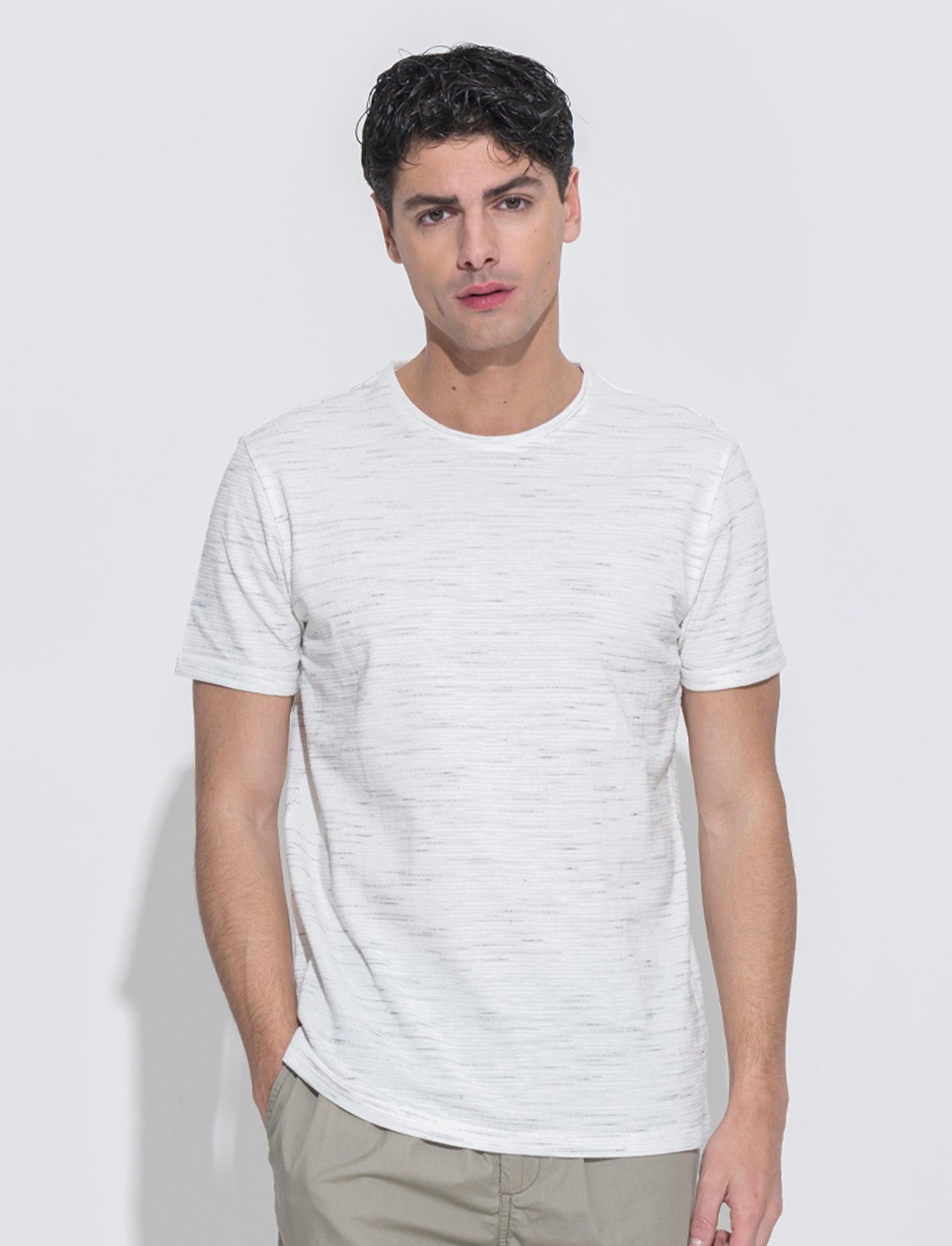 T-shirt struttura slub injected da uomo - Bianco