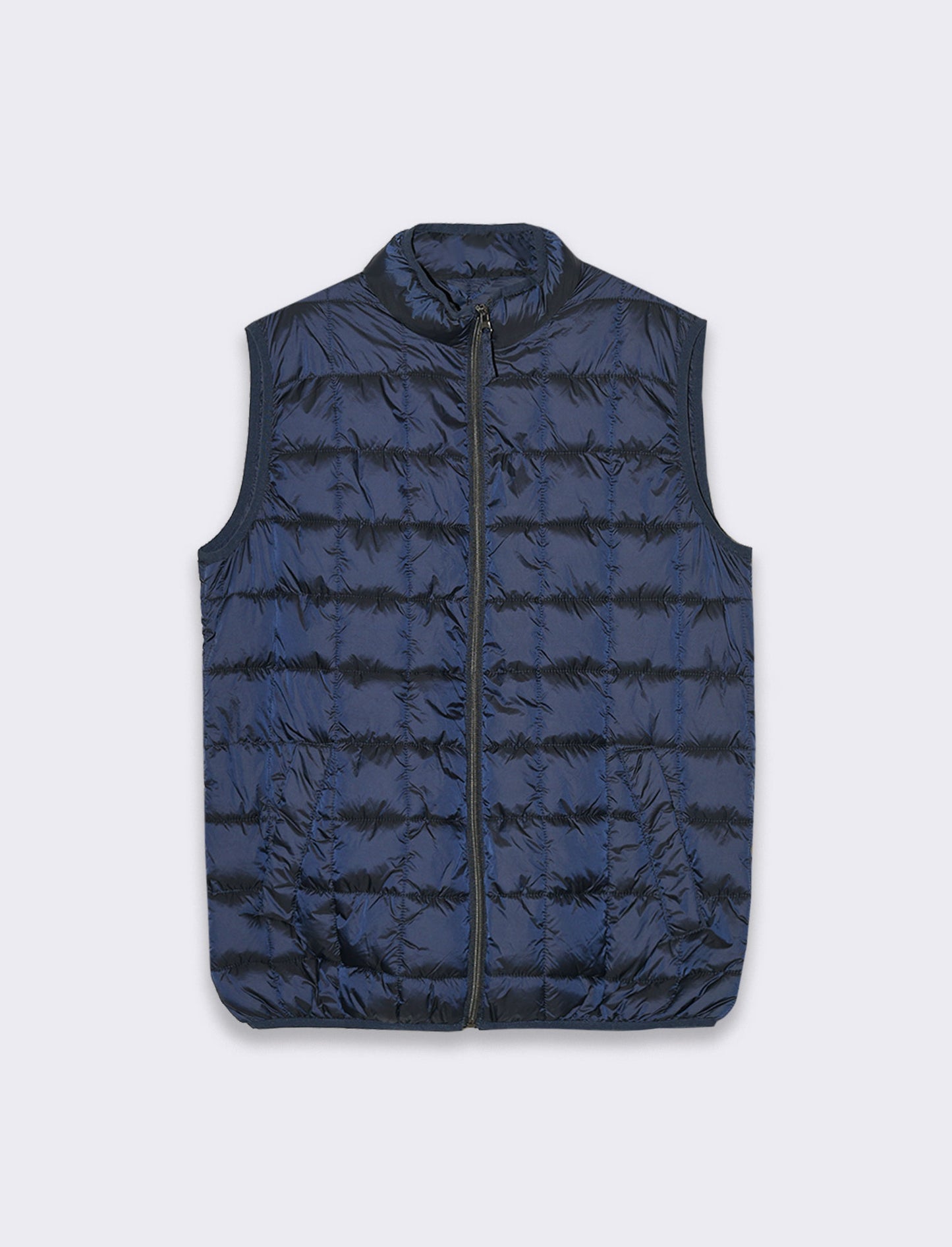 Man's padded sleeveless jacket with iridescent effect - Blue