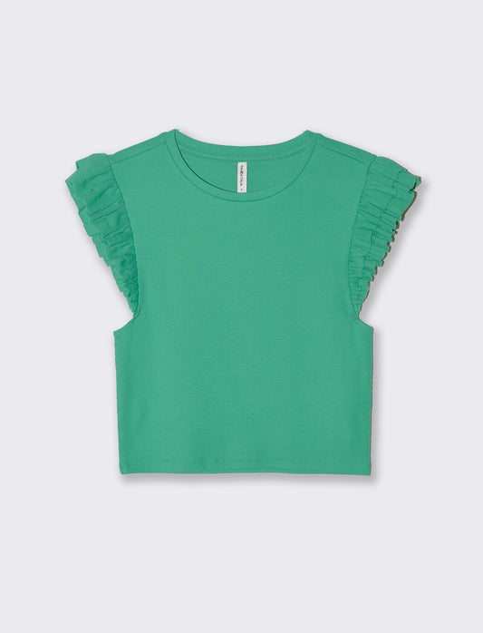Top con rouches da donna - Verde smeraldo