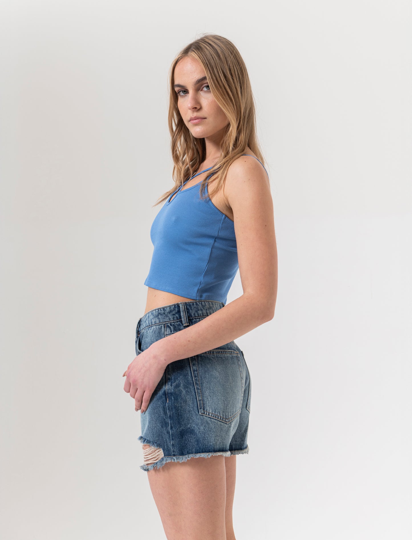 Top a costine da donna - Bluette