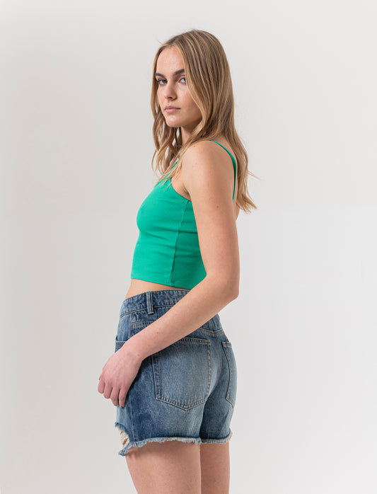 Top a costine da donna - Verde smeraldo