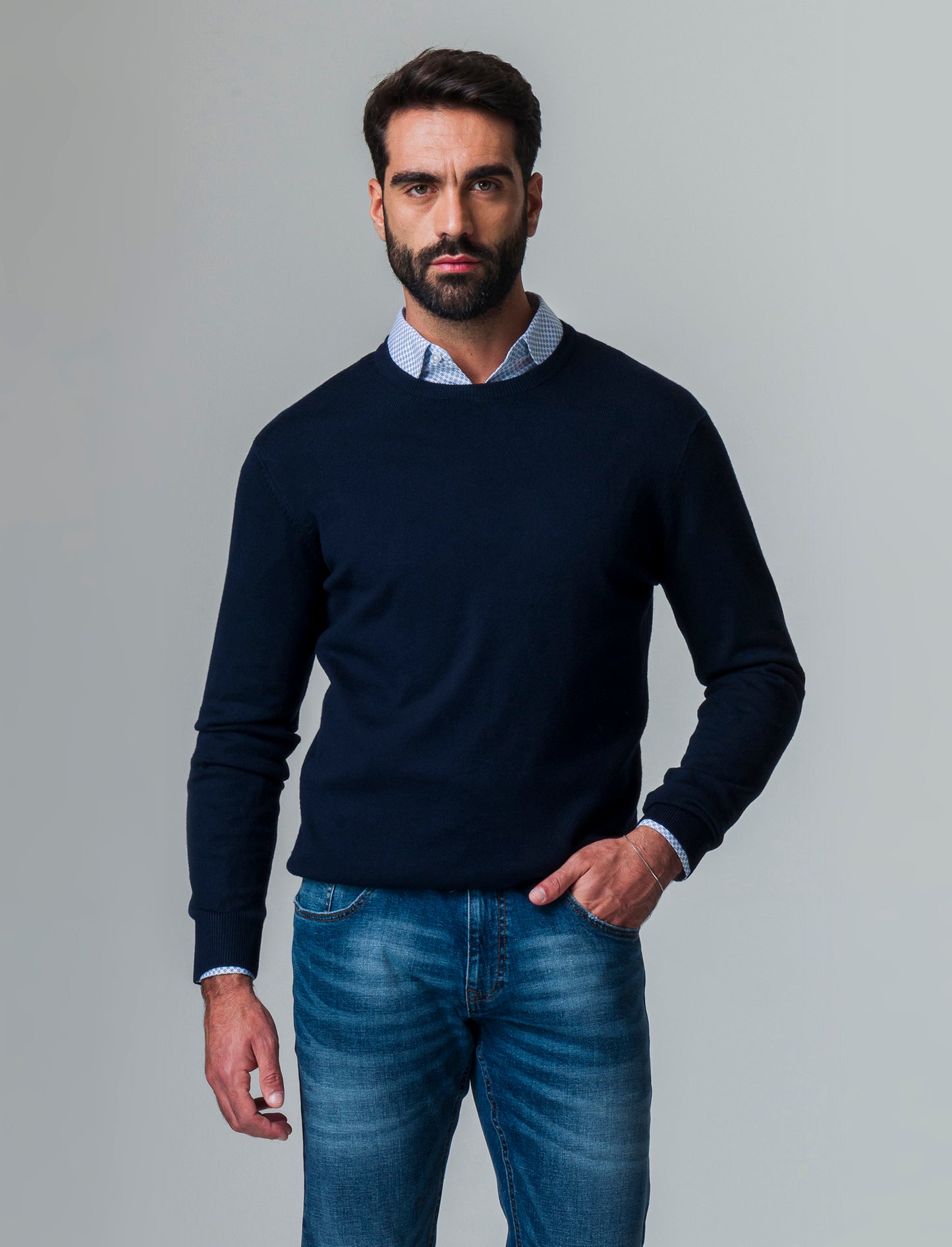 Man's comfort yarn basic sweater - Blue
