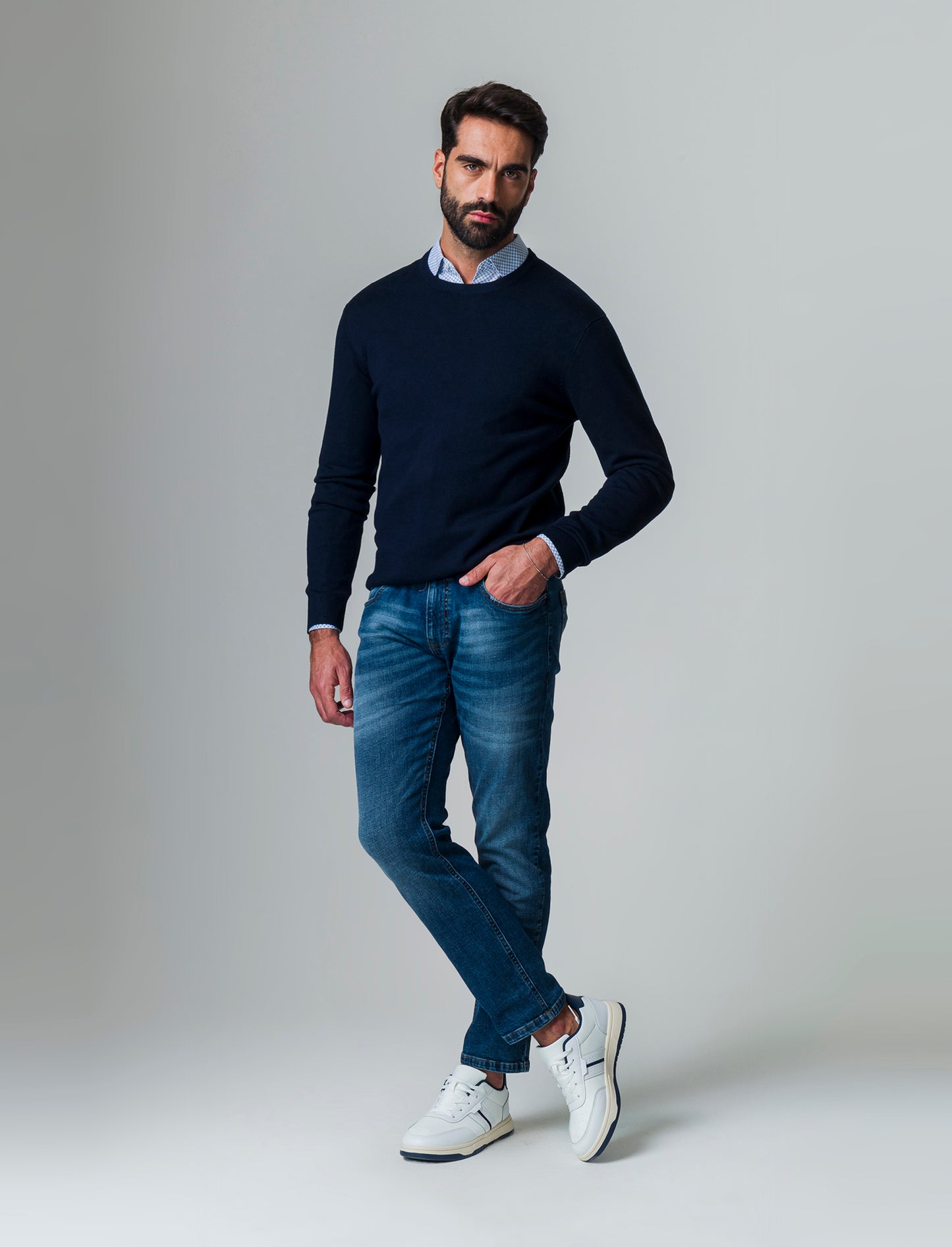 Man's comfort yarn basic sweater - Blue