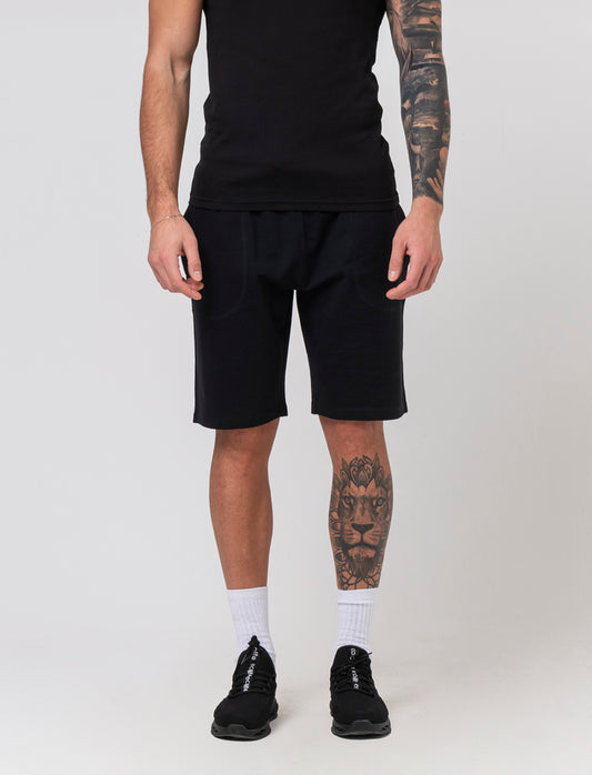 Bermuda in felpa con vita jogger da uomo - Nero