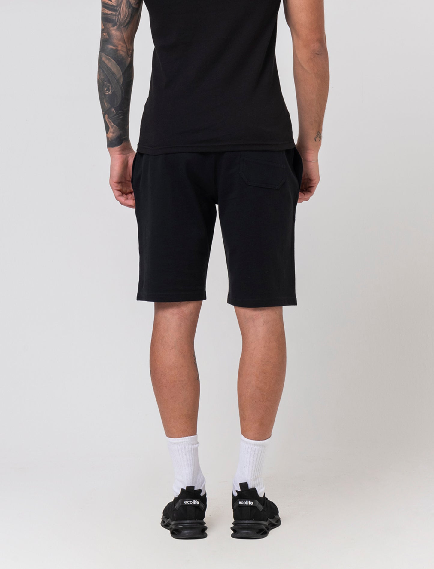 Bermuda in felpa con vita jogger da uomo - Nero