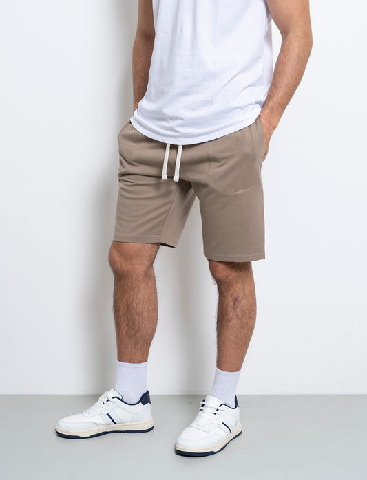 Bermuda in felpa con vita jogger da uomo - Grigio tortora