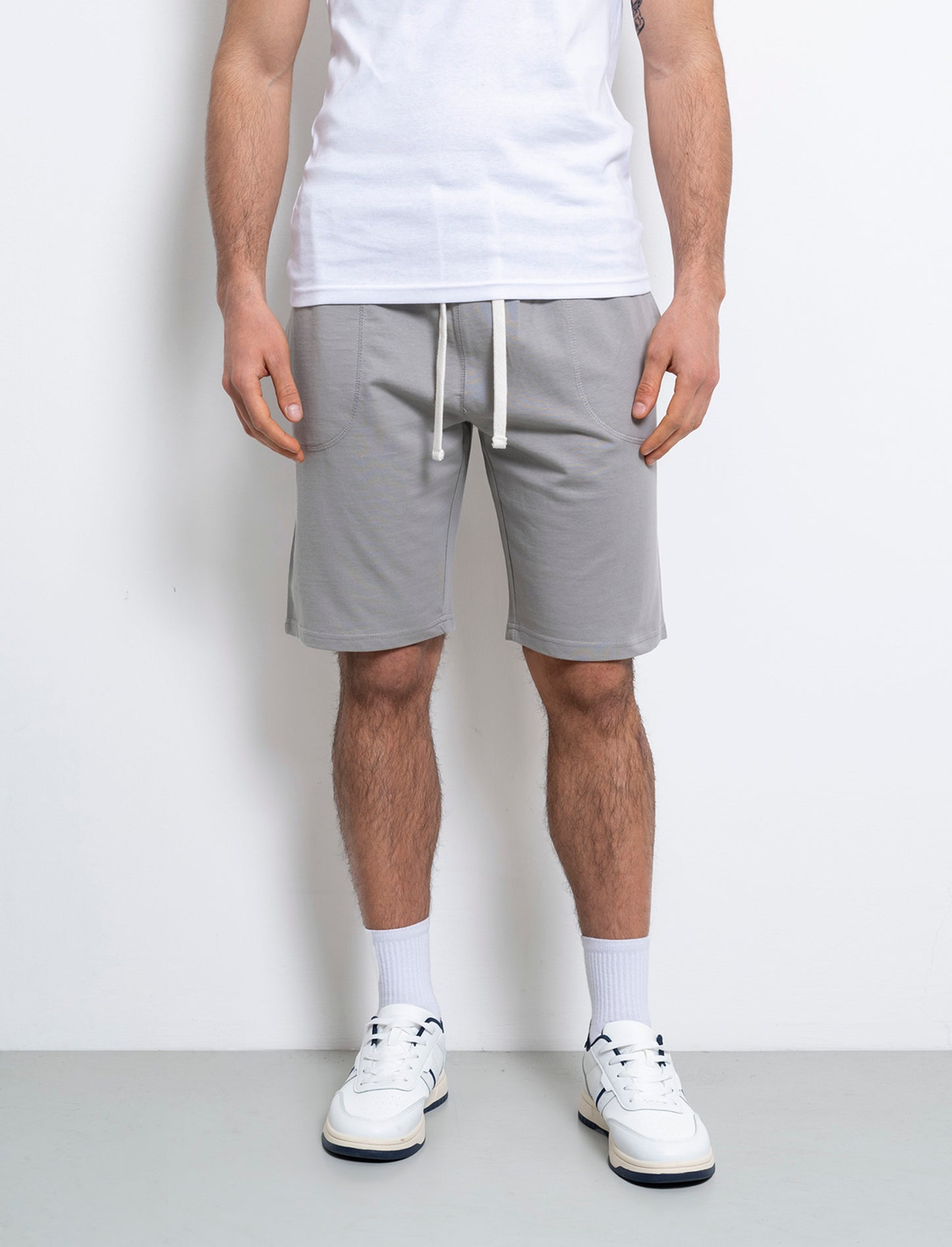 Bermuda in felpa con vita jogger da uomo - Grigio
