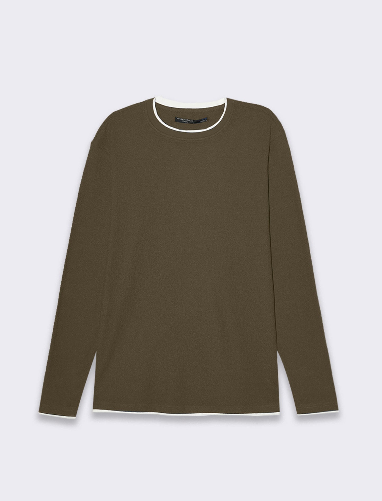 Maglia girocollo struttura jacquard da uomo - Verde kaki