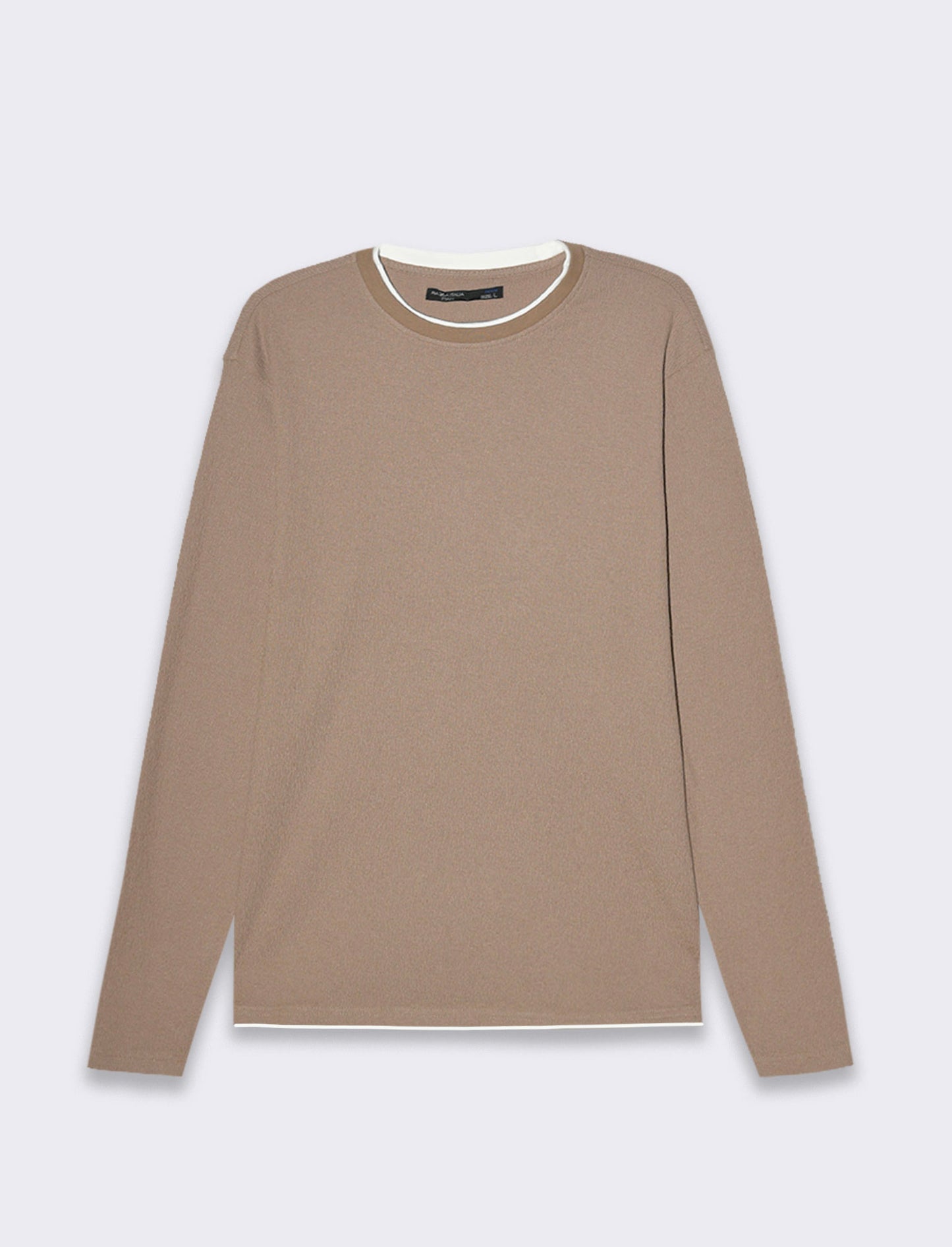 Maglia girocollo struttura jacquard da uomo - Grigio tortora
