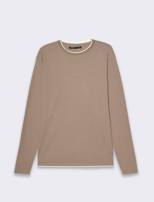 Maglia girocollo struttura jacquard da uomo - Grigio tortora